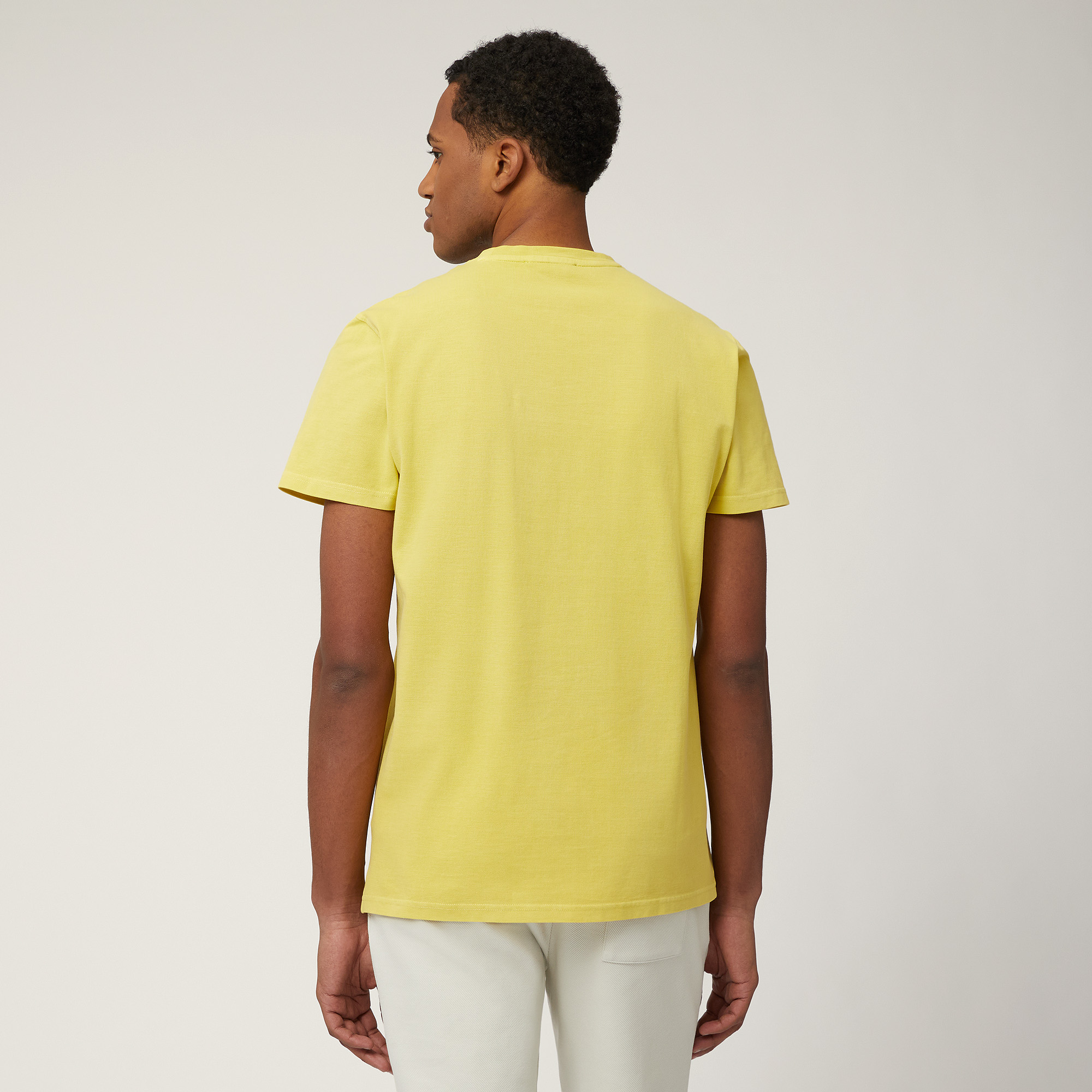 Cotton Crew-Neck T-Shirt, Lime Green, large image number 1