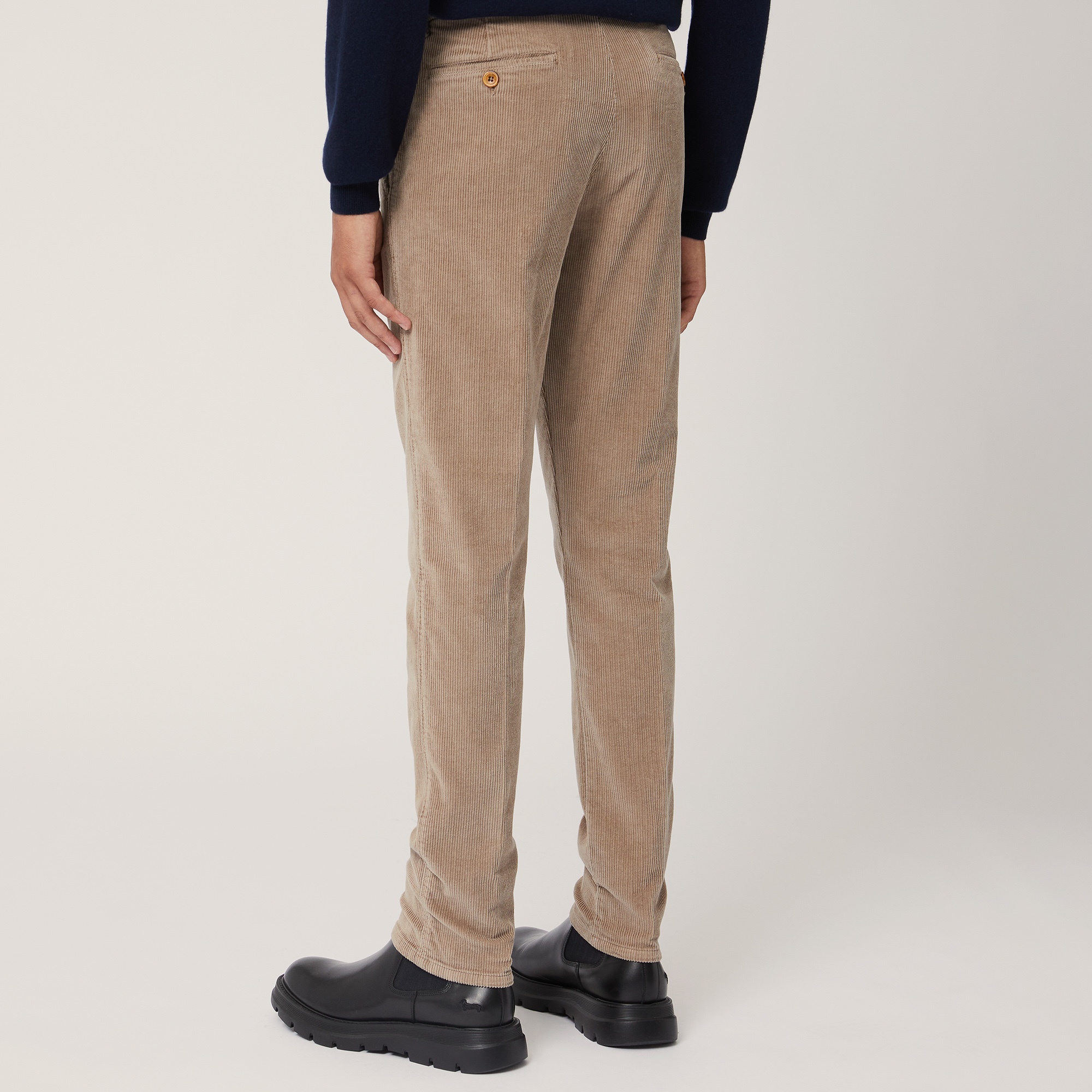 Pantaloni Chino In Velluto, Beige, large image number 1