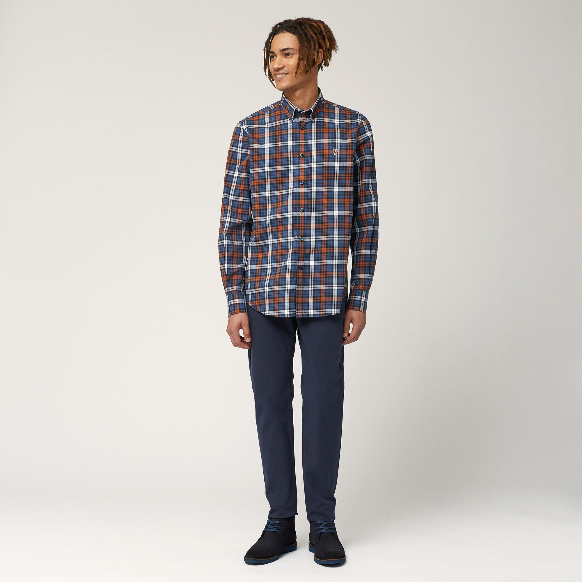 Cotton Plaid Shirt, Orange, large image number 3