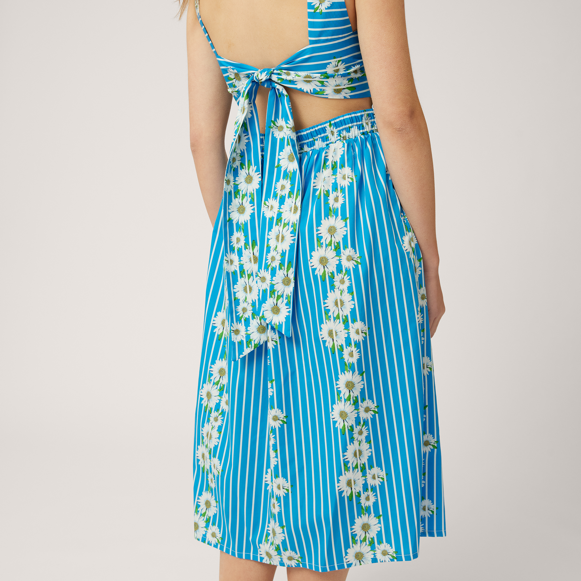 Midi Dress with Stripes and Daisies, Light Blue, large image number 2