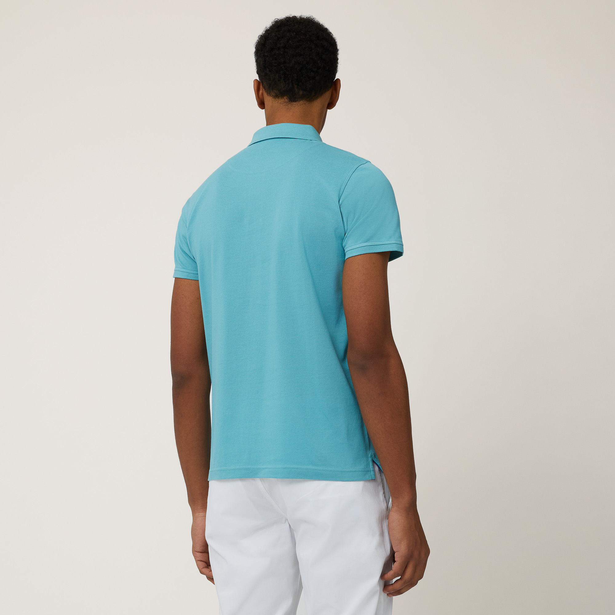 Polo In Cotone Narrow Fit, Verde Pavone, large image number 1