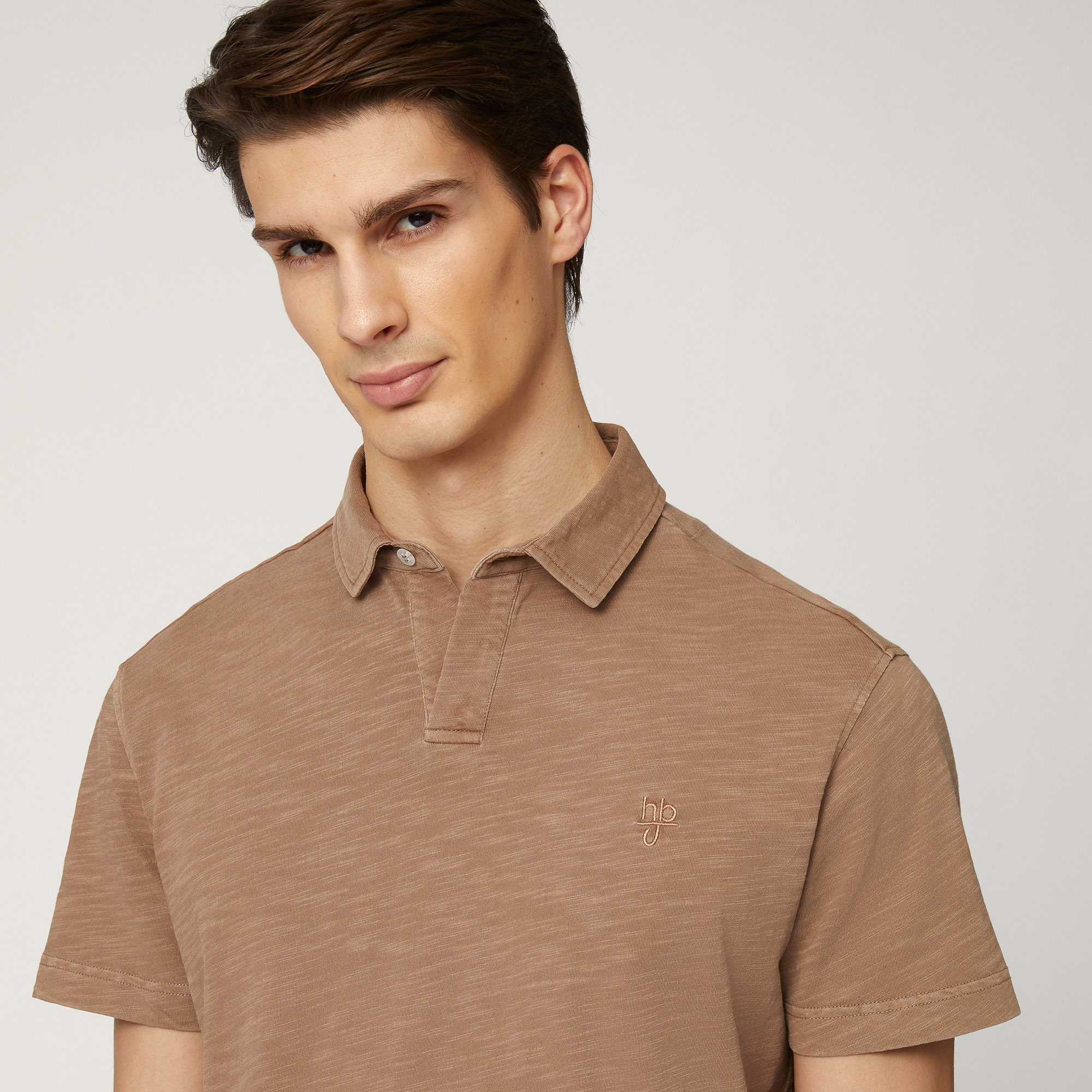 Garment-Dyed Cotton Polo, Light Brown, large image number 2