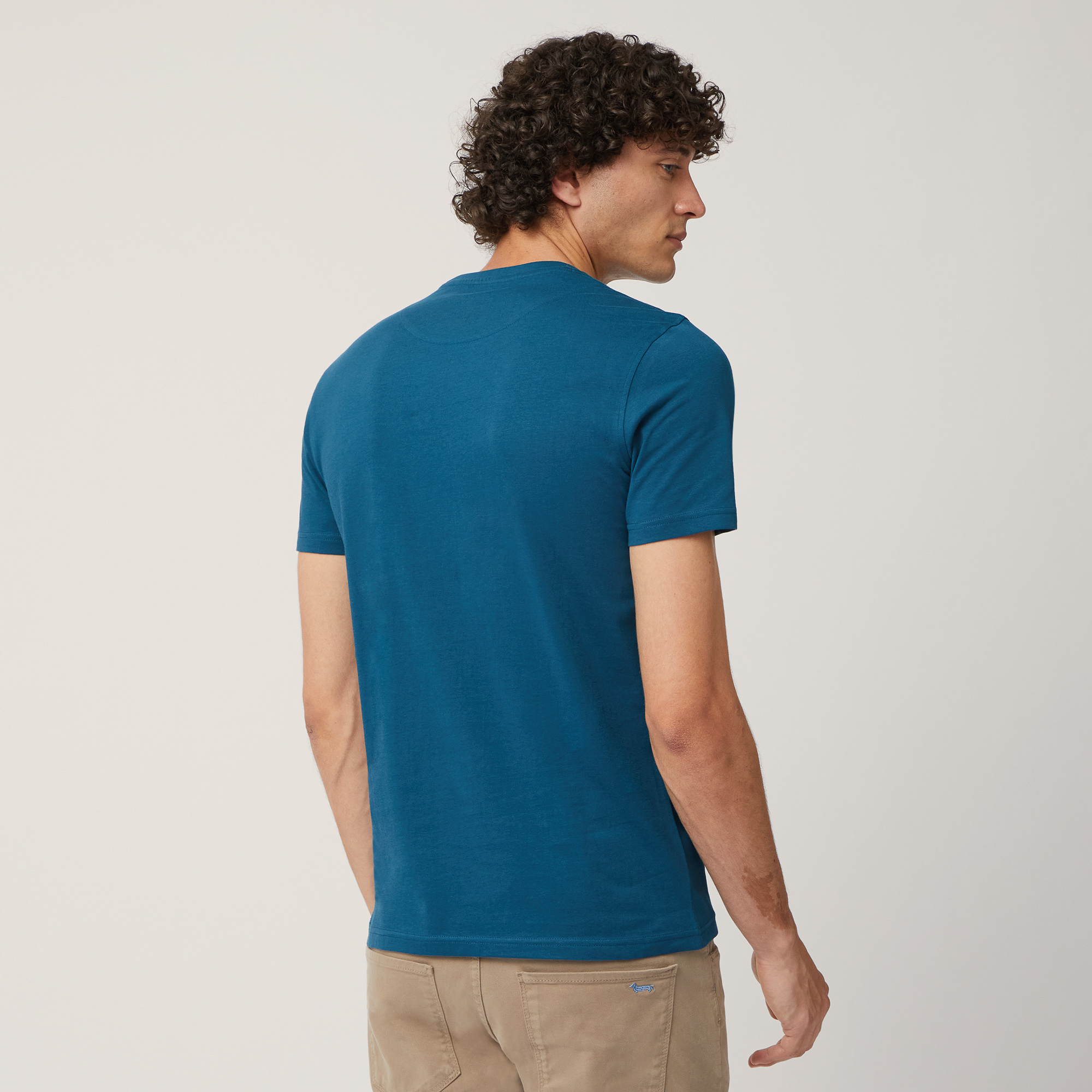 Narrow T-Shirt with Dachshund, Blu, large image number 1