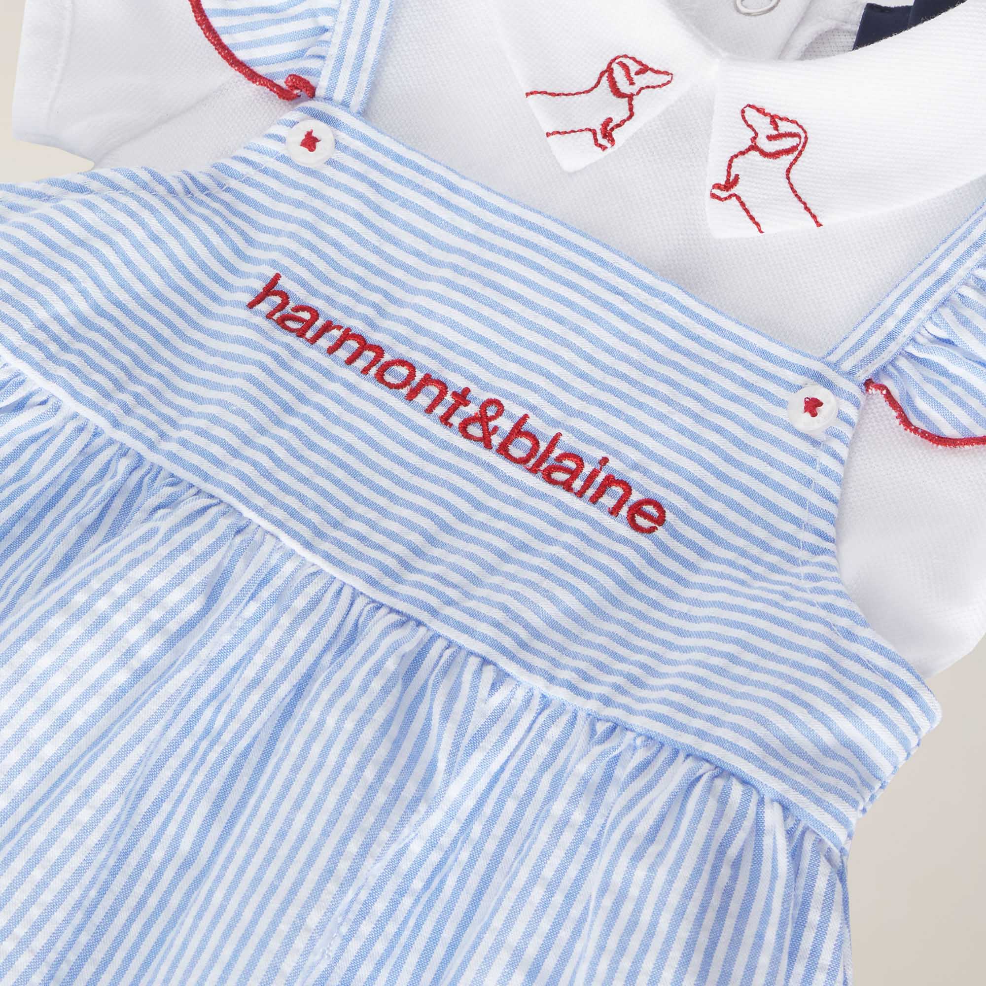 Pinafore dress and bodysuit set with all-over Dachshund embroidery, PALE SKY BLUE, large image number 2