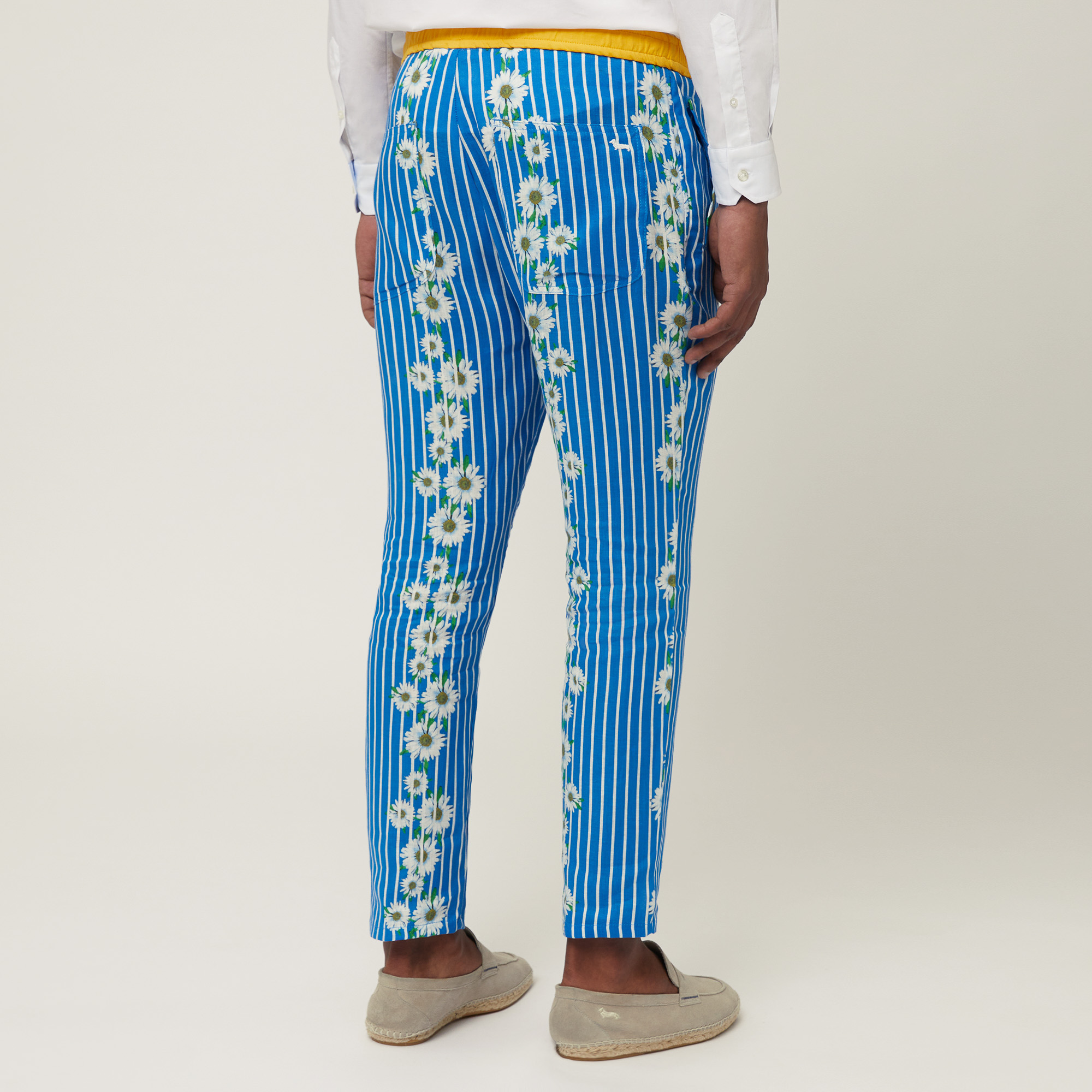 Linen Pants with Daisies, Light Blue, large image number 1