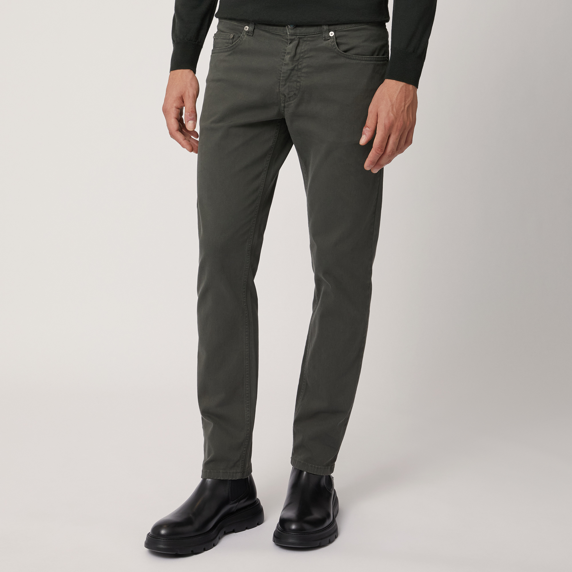 Narrow Five-Pocket Pants, Green, large image number 0