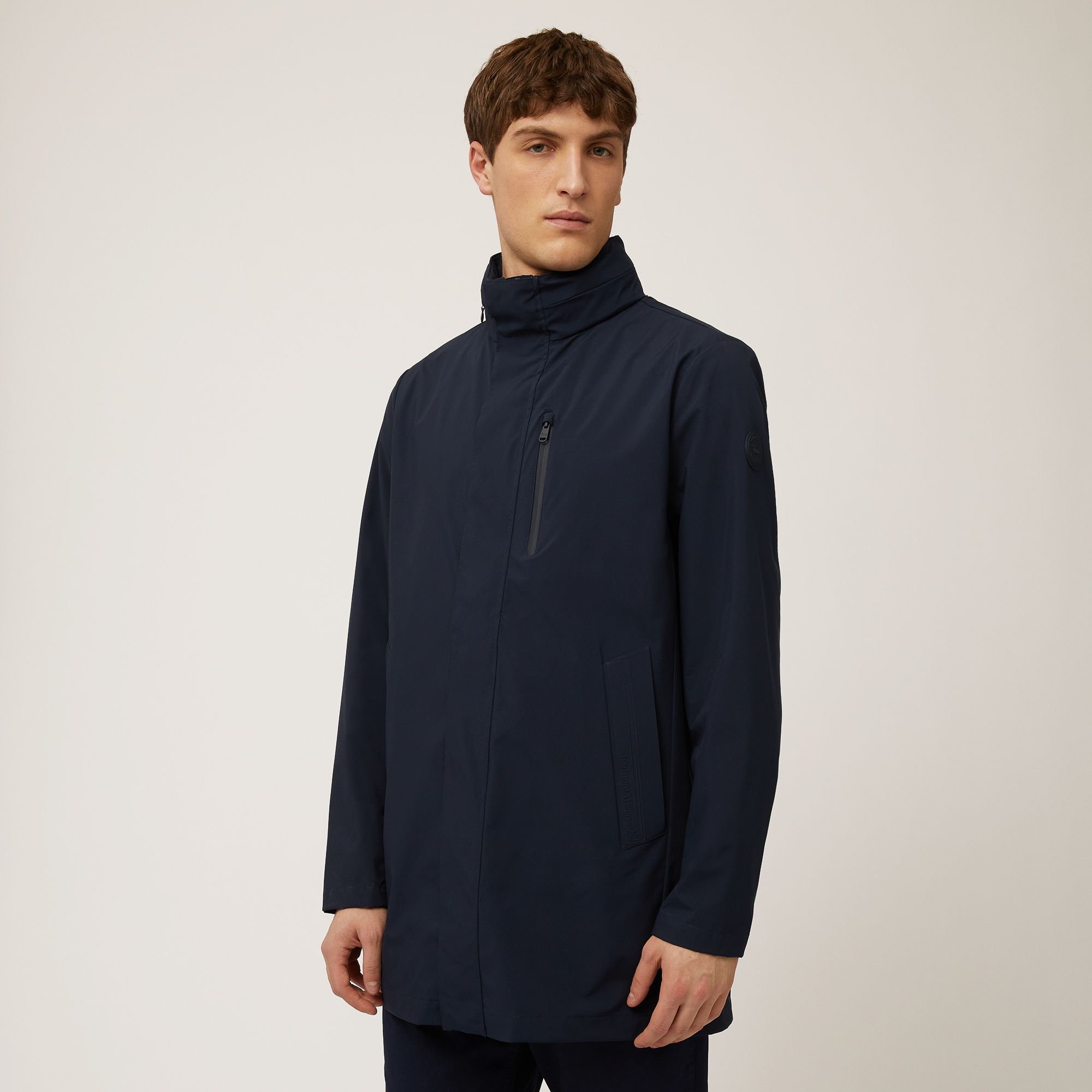 Softshell Short Trench Coat, Navy Blue, large image number 0