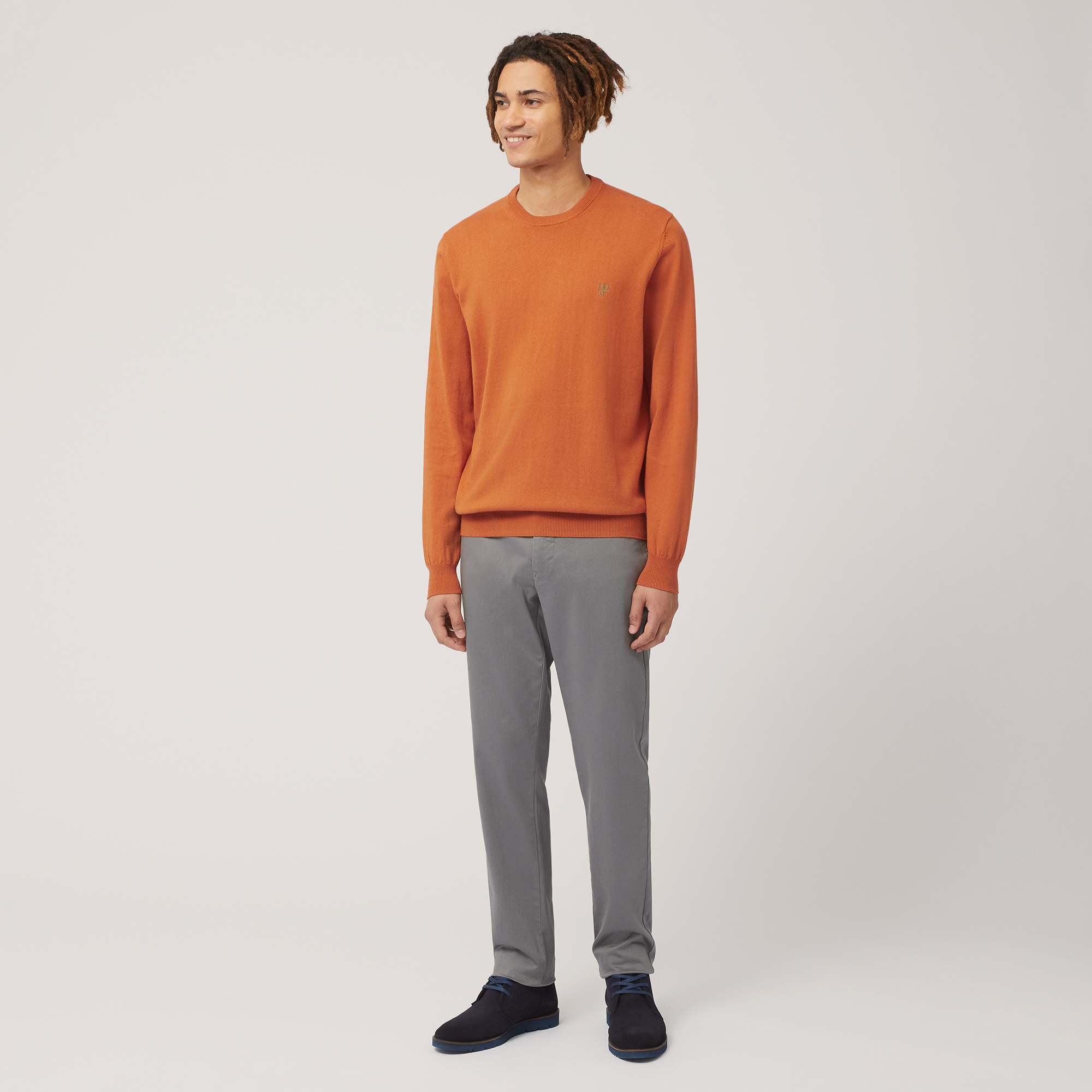 Maglia In Cotone E Cashmere, Arancio, large image number 3