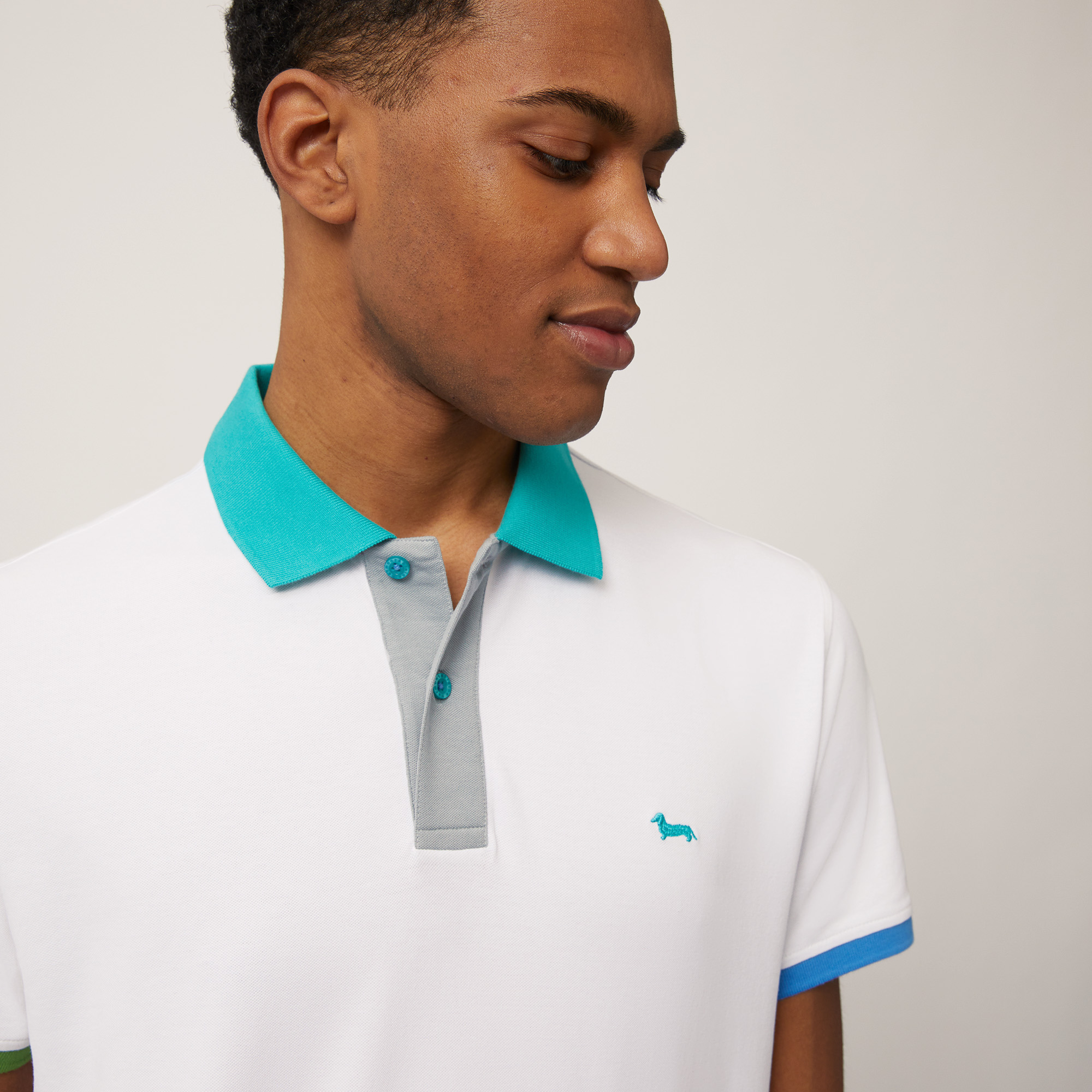 Polo with Color-Block Details, White, large image number 2