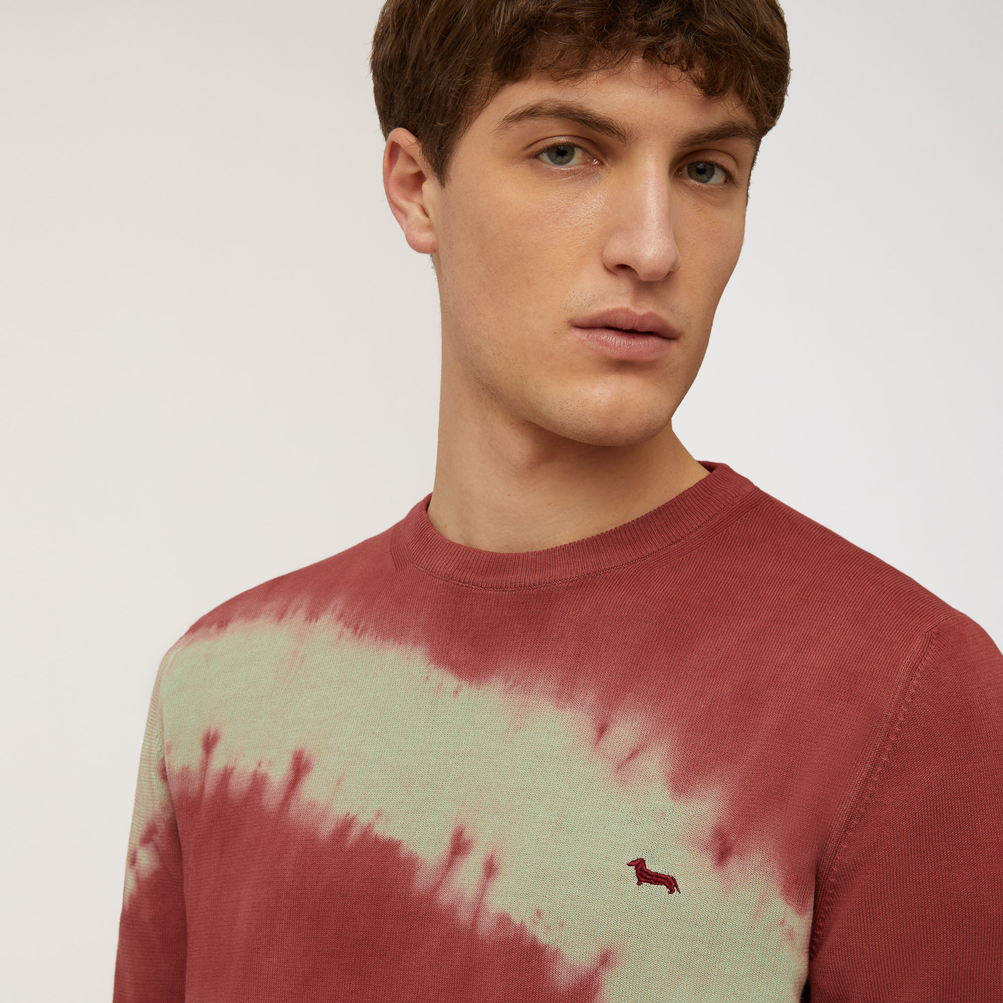 Gitans Tropical Tie-Dye Crew-Neck, Burgundy, large image number 2