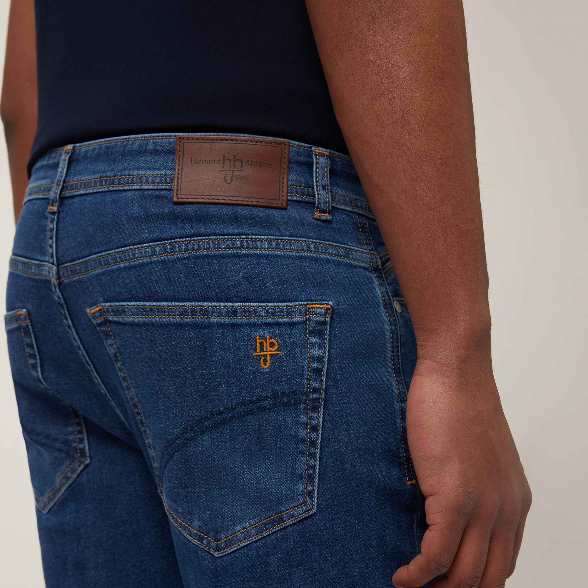 Stretch Denim Five-Pocket Pants, Denim Blue, large image number 2