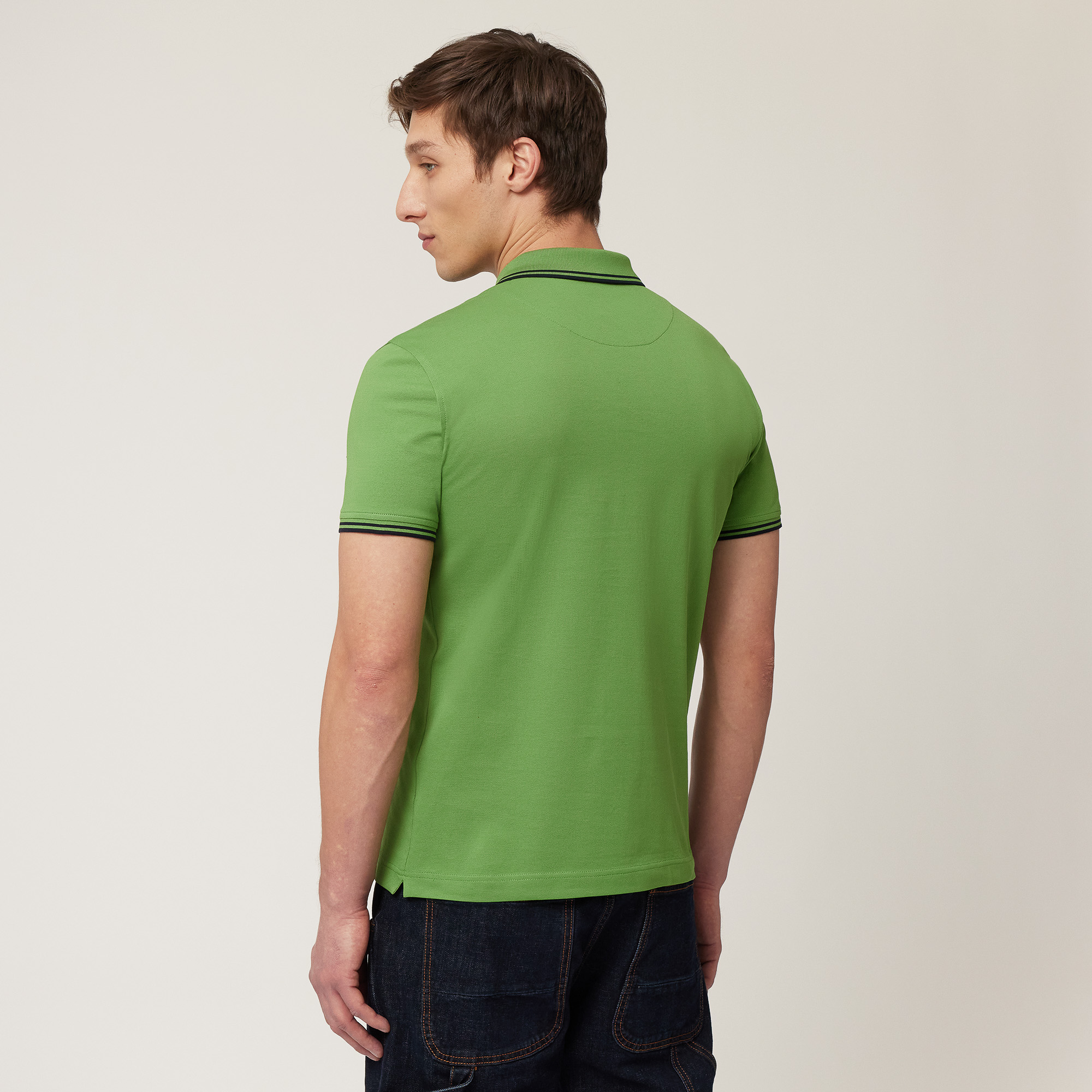 Polo with Striped Details, Meadow Green, large image number 1