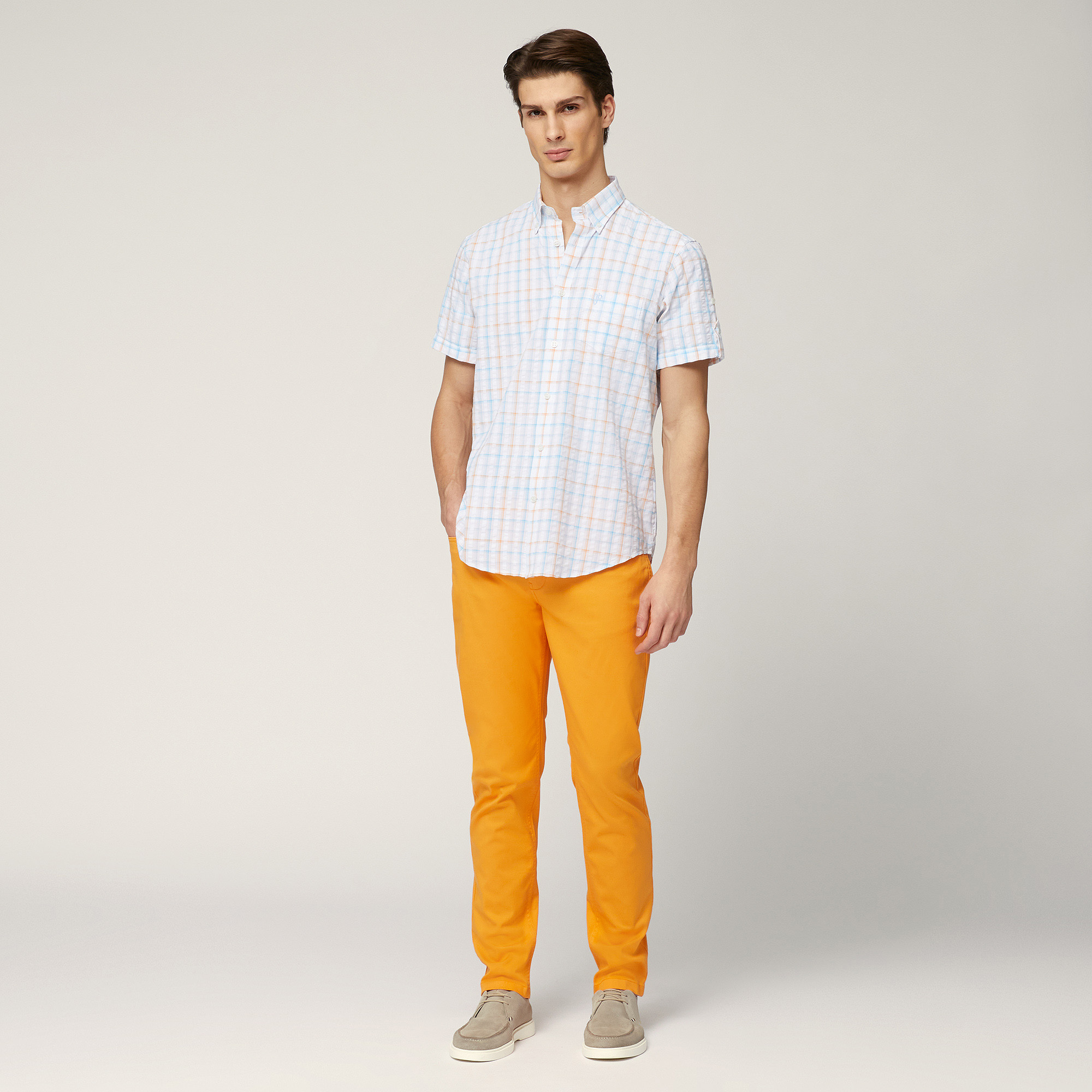 Five-Pocket Twill Pants, Orange, large image number 3