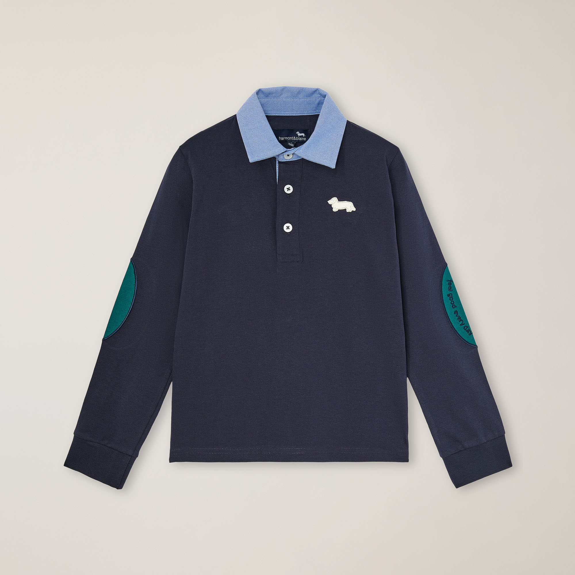 Heavy jersey polo with elbow patches