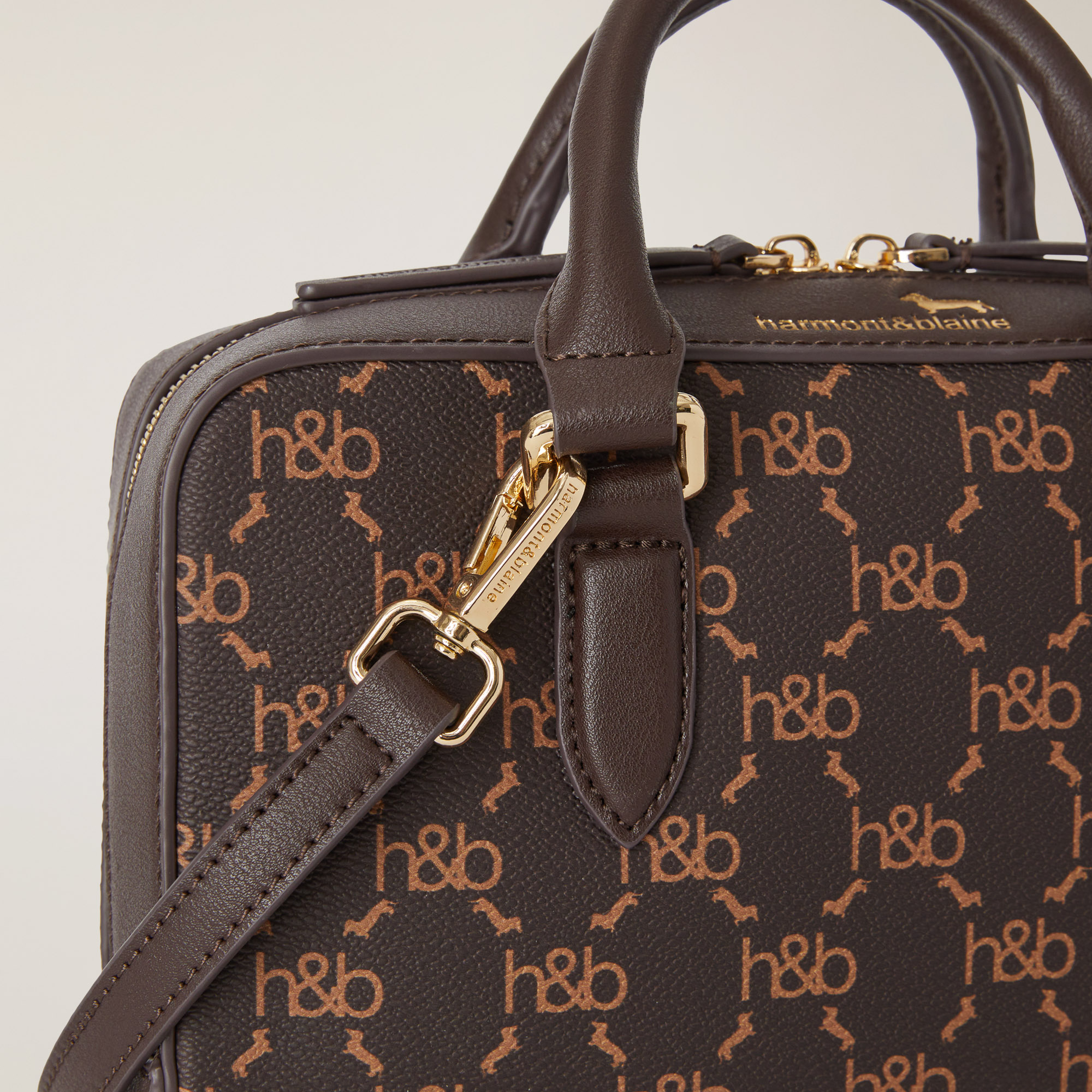 Mini Bauletto Bag With H&B Monogram, Brown , large image number 2