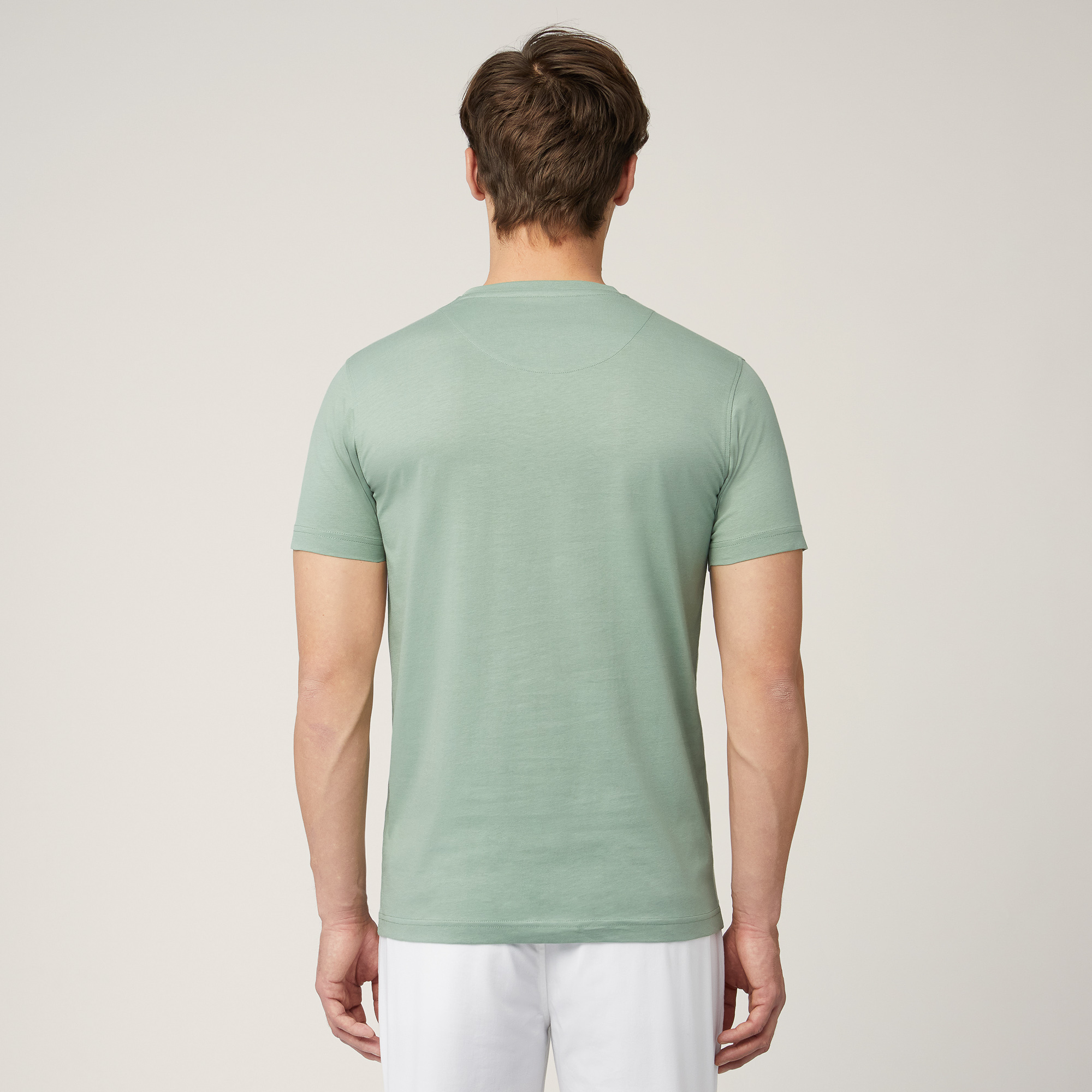 T-Shirt with Monogram, Moss Green, large image number 1