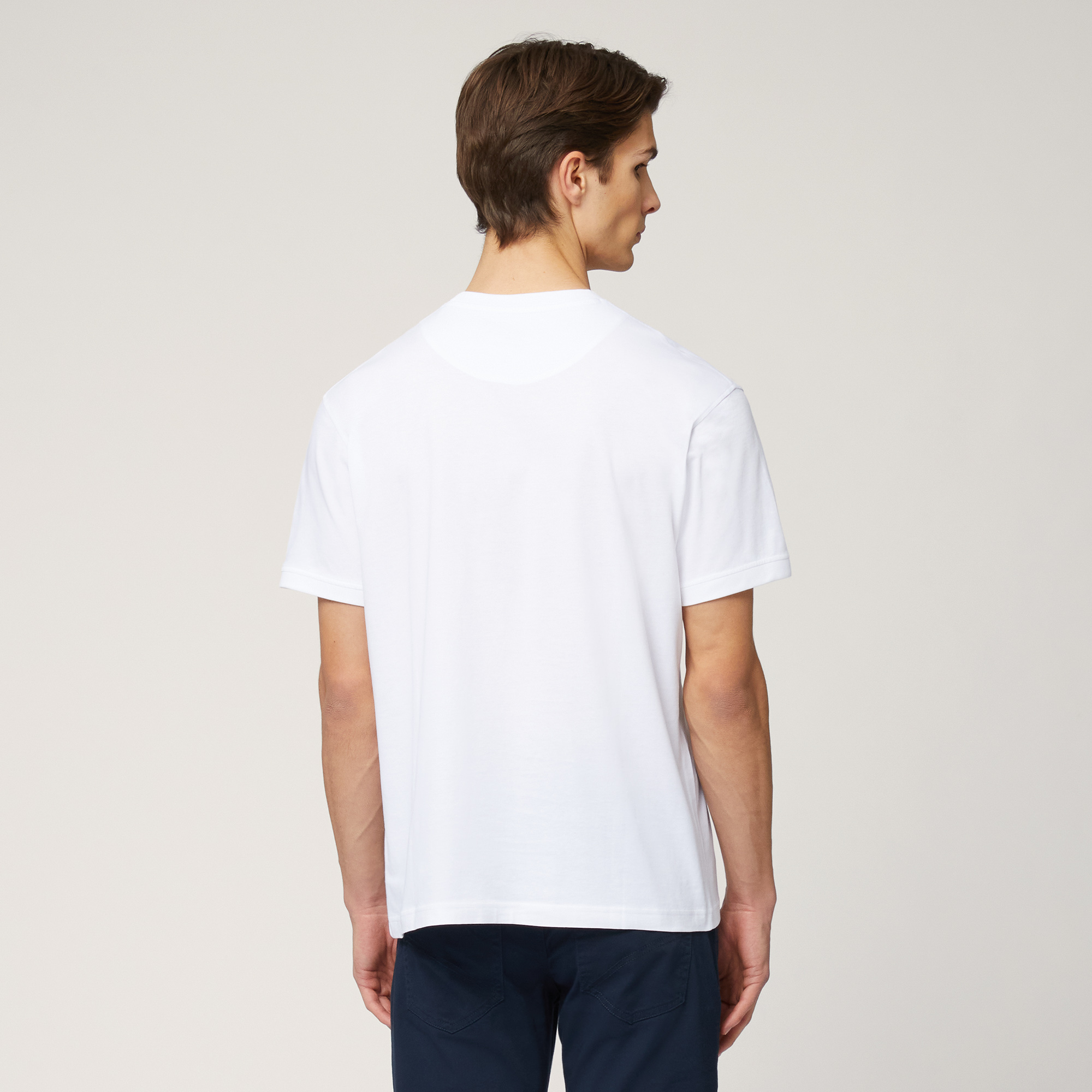 T-Shirt with Print On Chest, White, large image number 1