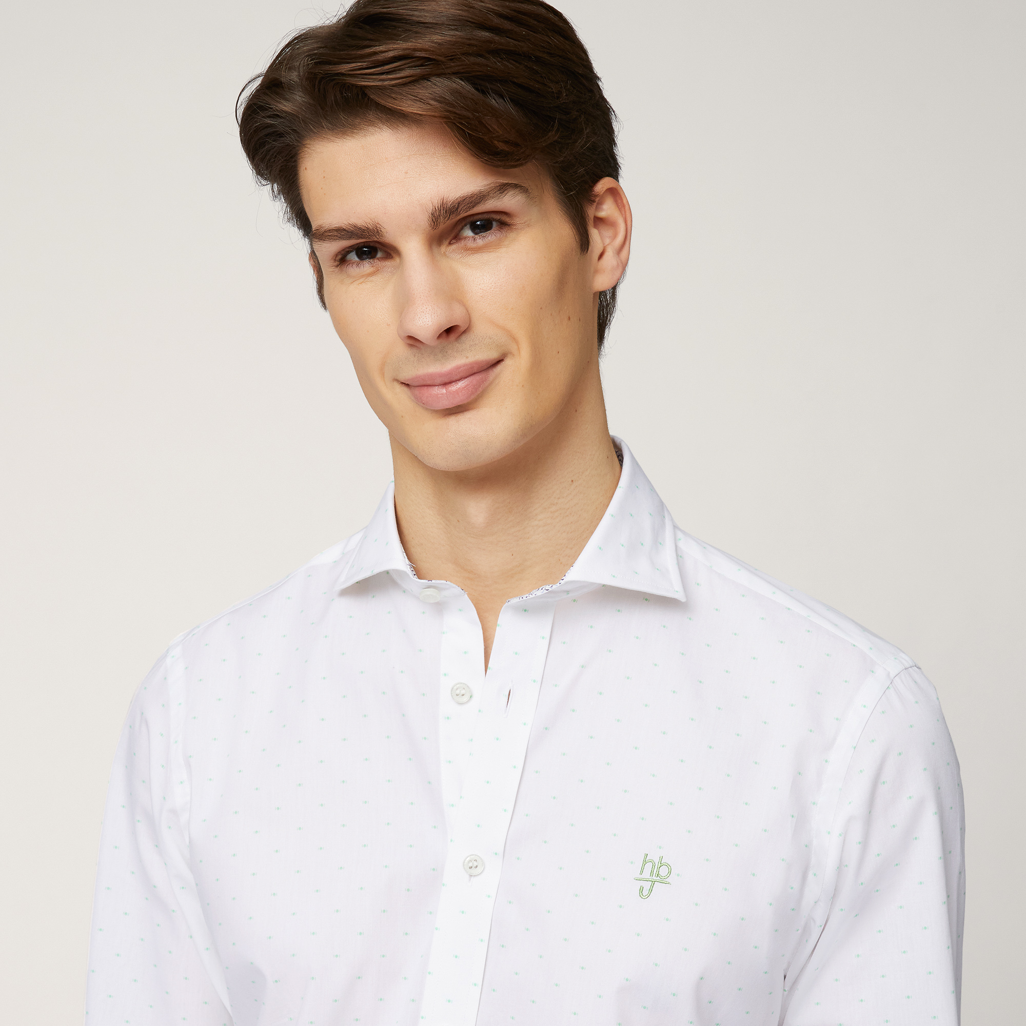 Cotton Narrow-Fit Shirt, Light Green, large image number 2