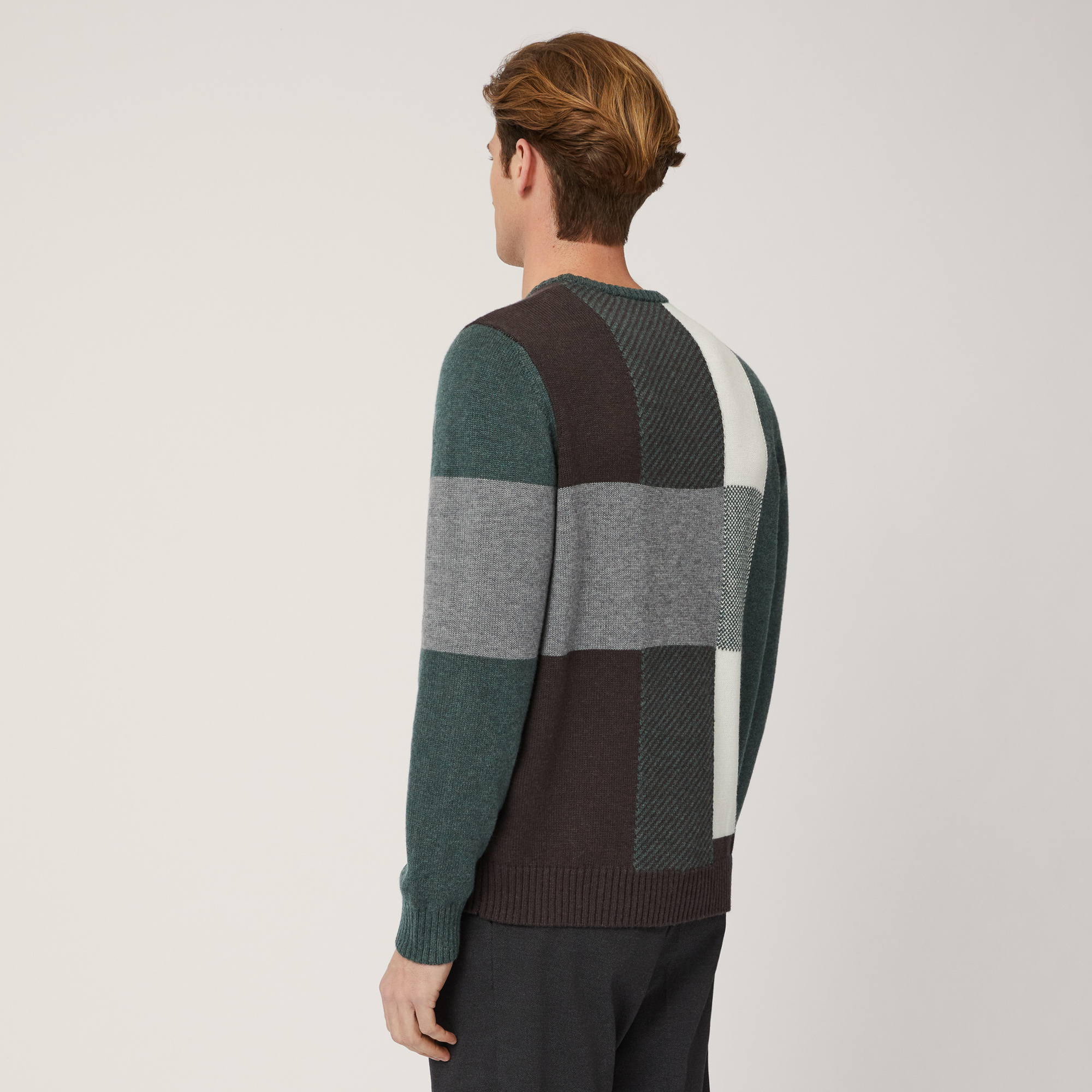 Pullover Color Block Con Logo, Verde, large image number 1