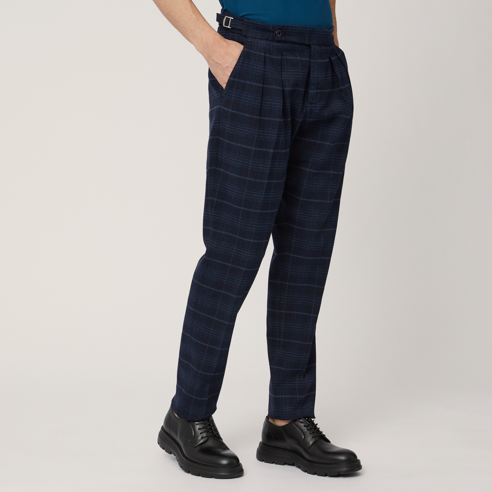 Pantaloni Chino Tartan, Blu, large image number 0