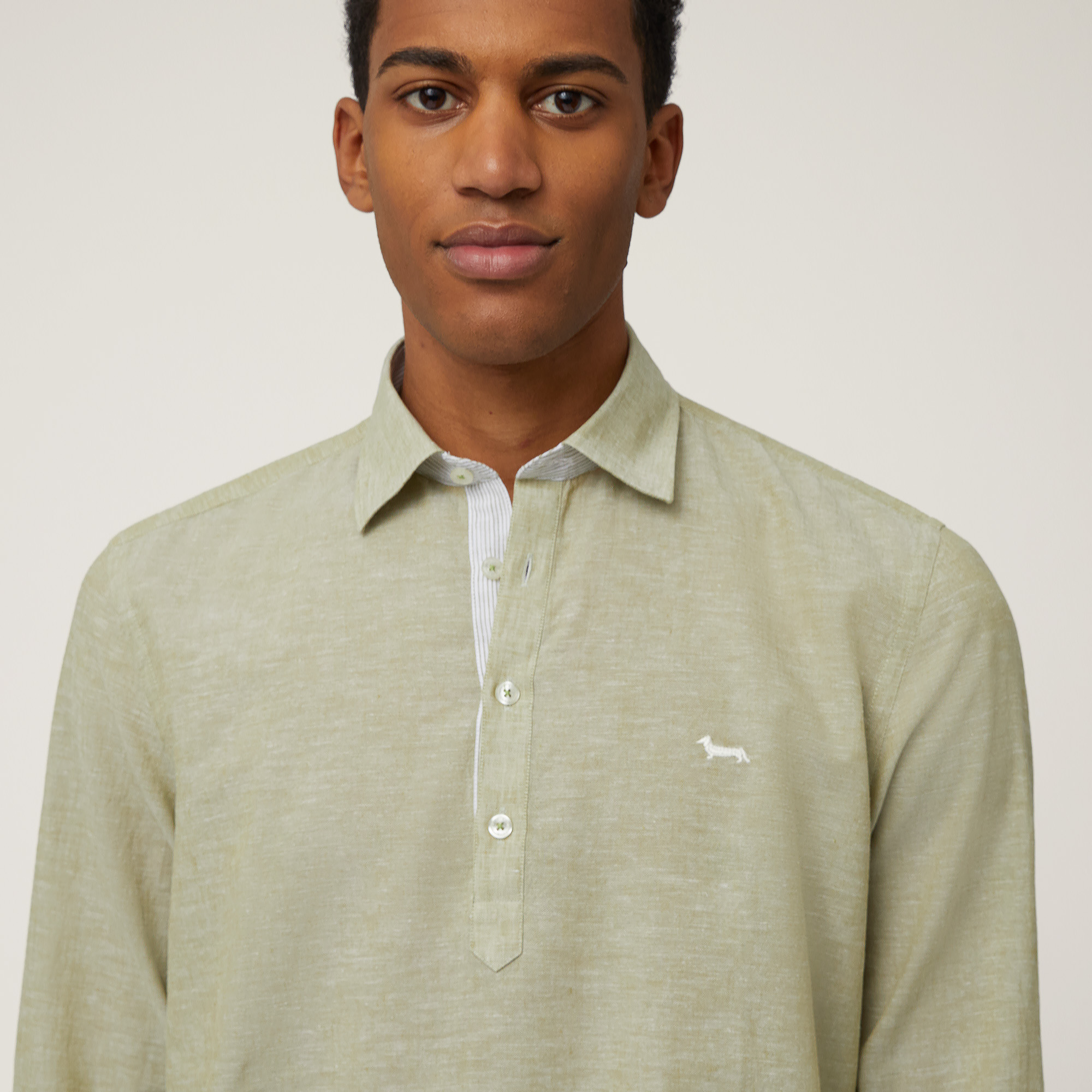 Long-Sleeved Shirt-Style Polo, Military Green, large image number 2