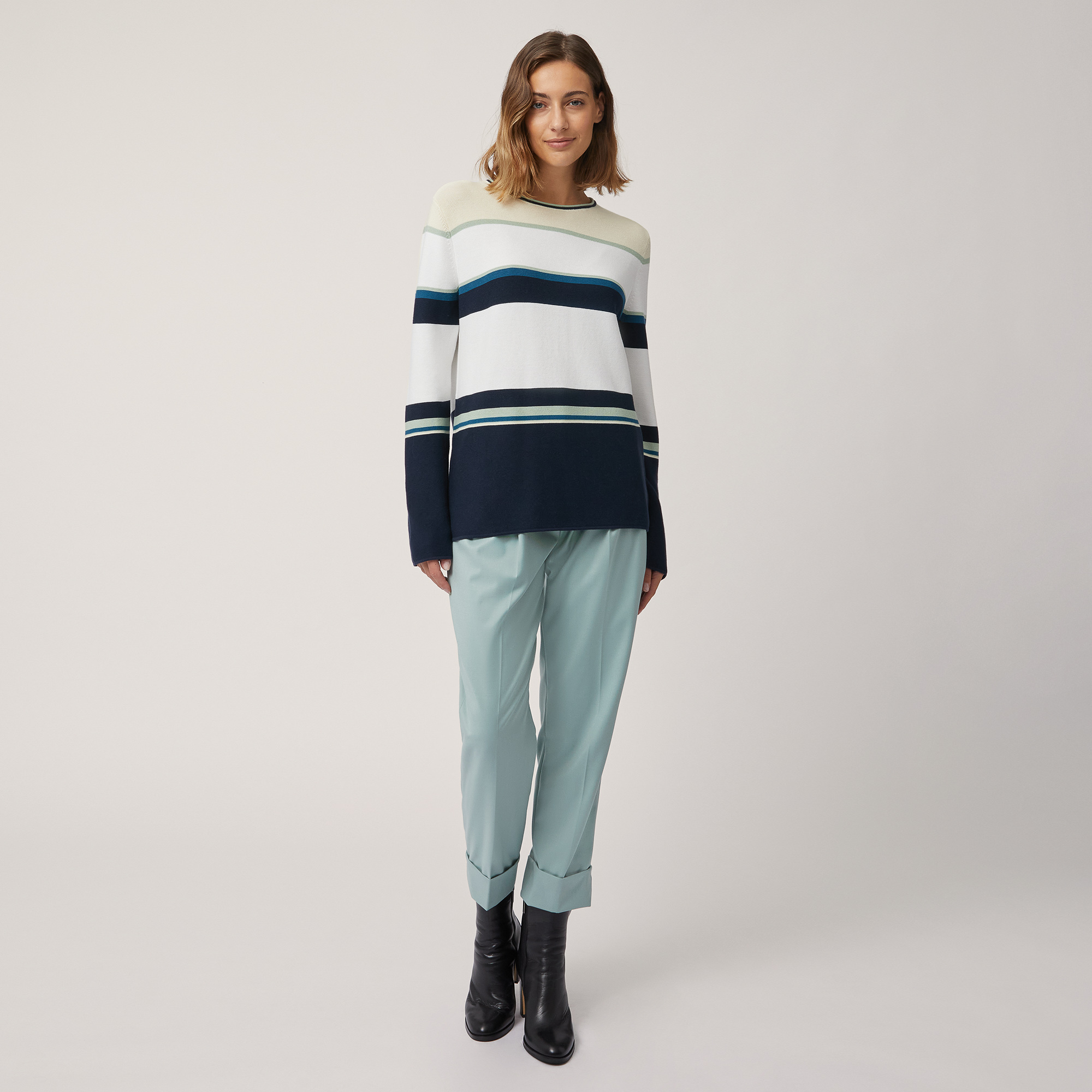 Multicolor Stripe Sweater, Beige, large image number 3