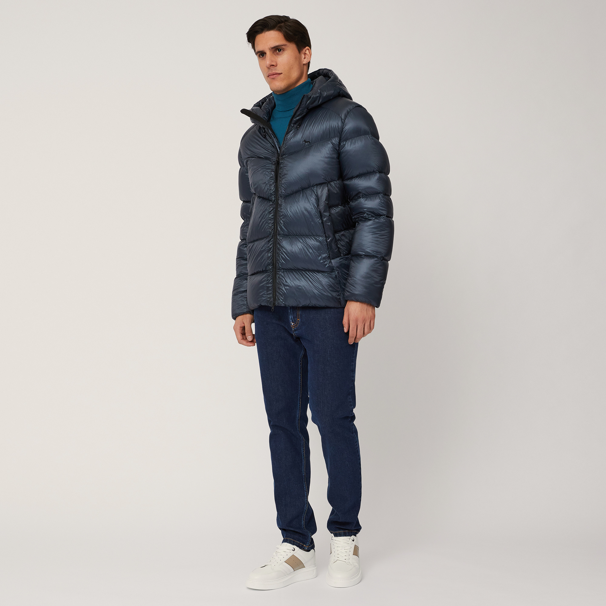 Quilted and Padded Bomber Jacket, Blue , large image number 3