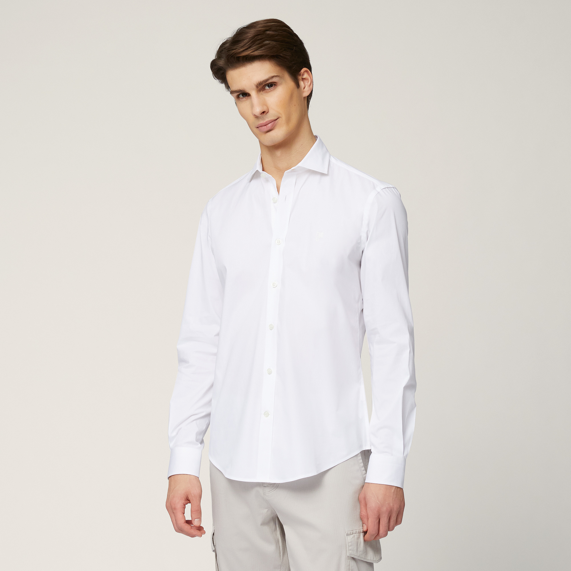 Shirt with Spread Collar, White, large image number 0