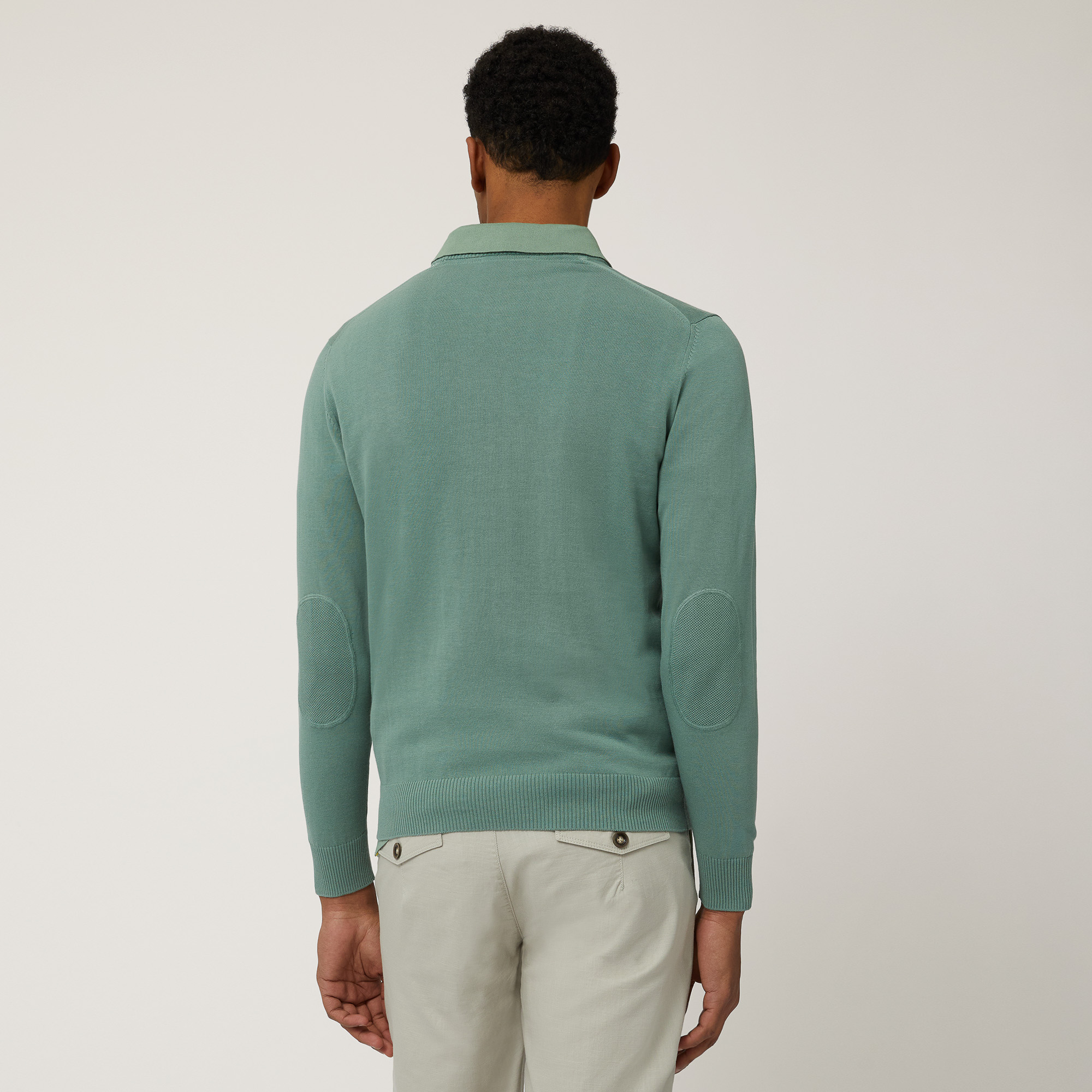 Pullover In Cotone crepe  Con Toppe, Verde Lichene, large image number 1