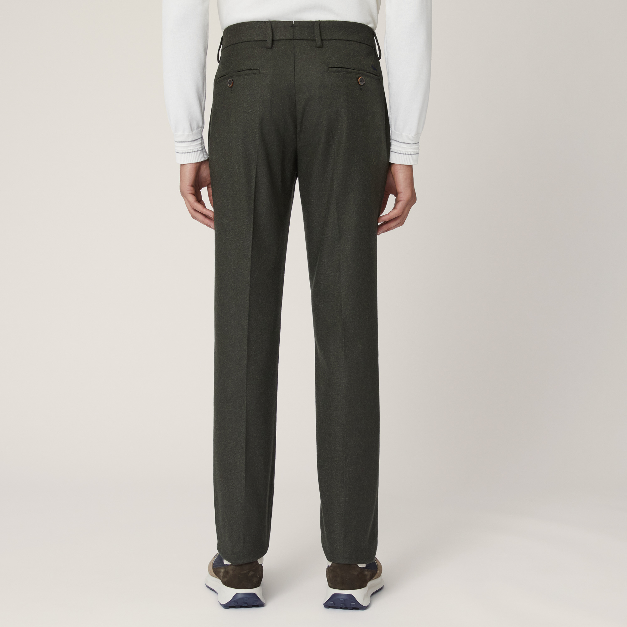 Pantaloni Chino In Misto Lana