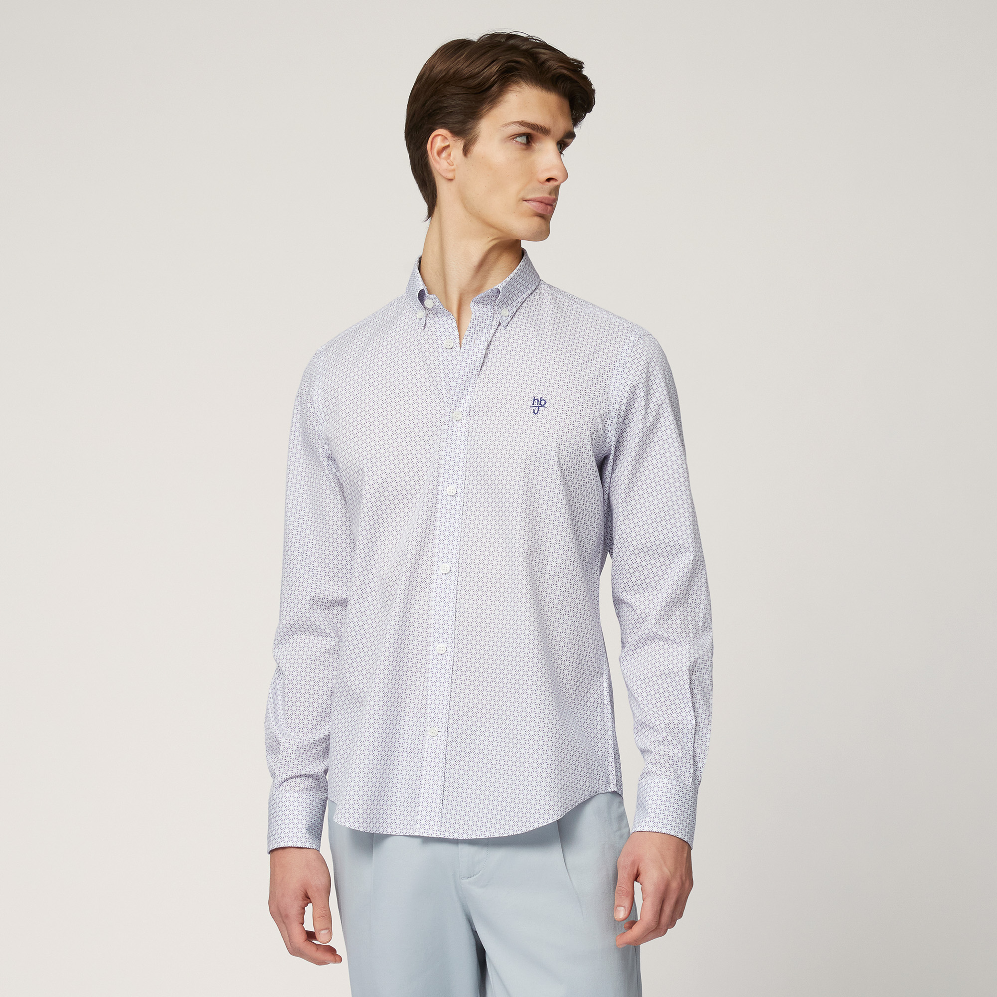 Camicia Con Microfantasia, Blu Elettrico, large image number 0