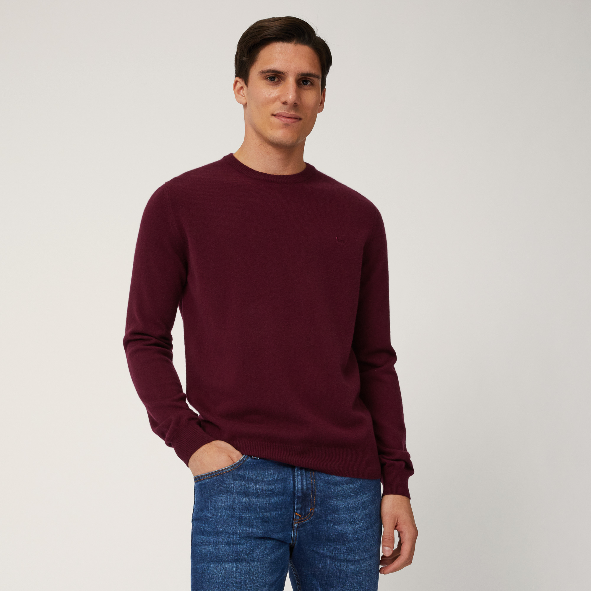 Cashmere Crew-Neck Pullover, Red, large image number 0