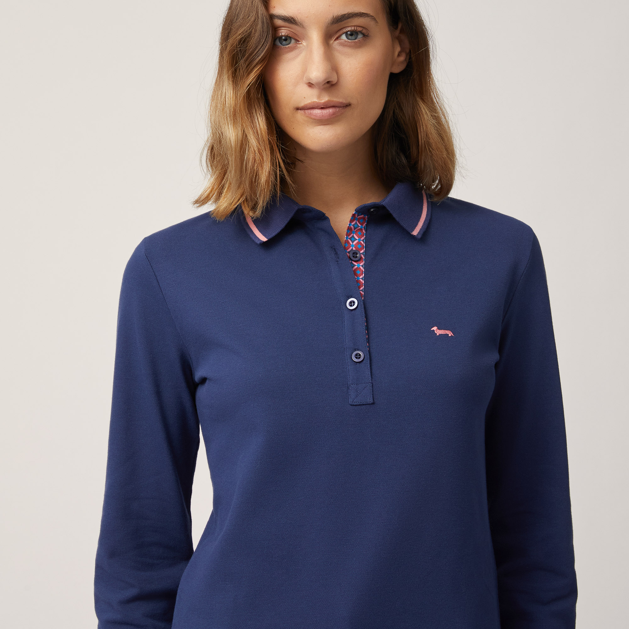 Polo with Shirt-Style Inserts, Blu, large image number 2