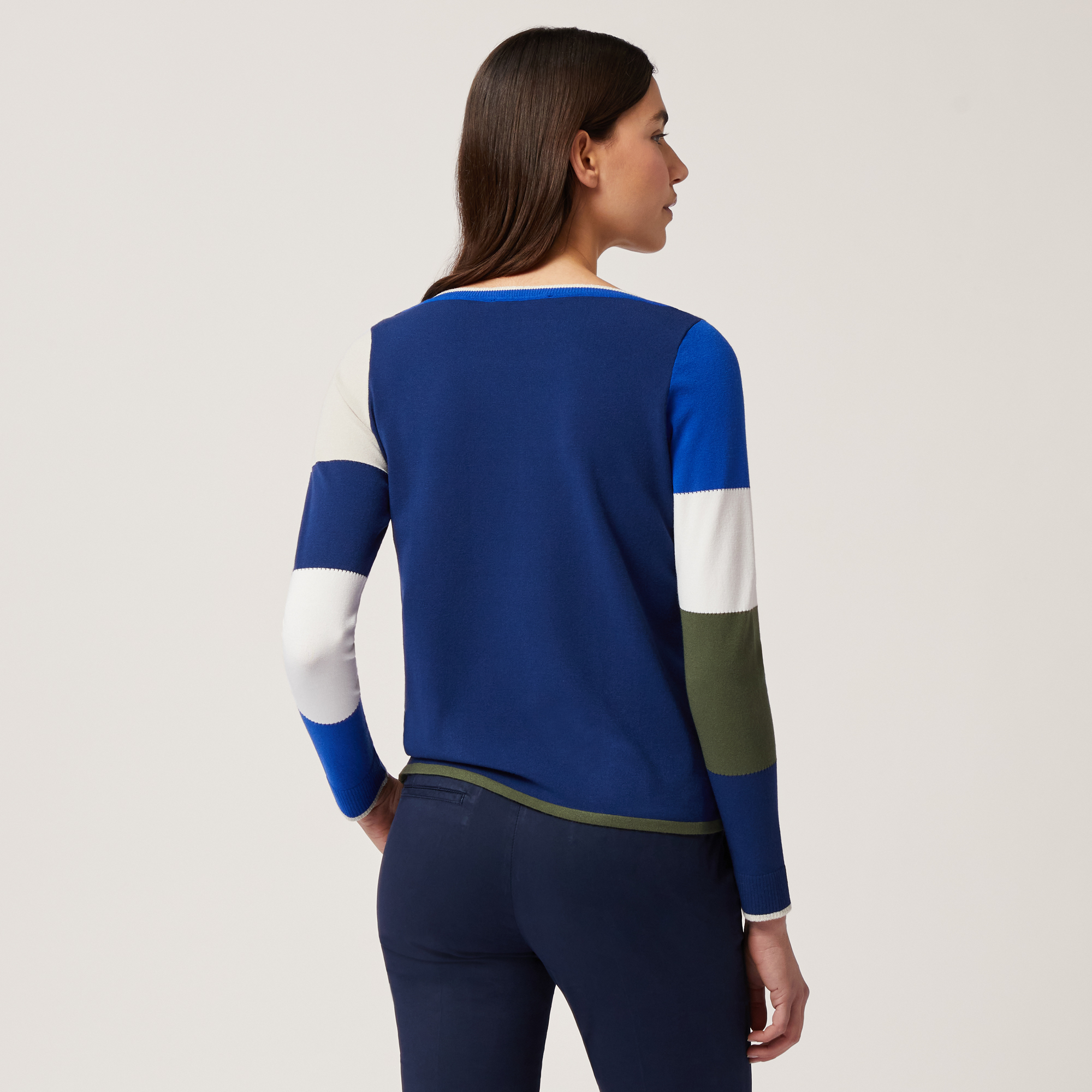 Color Block Sweater, Blue/White/Green, large image number 1