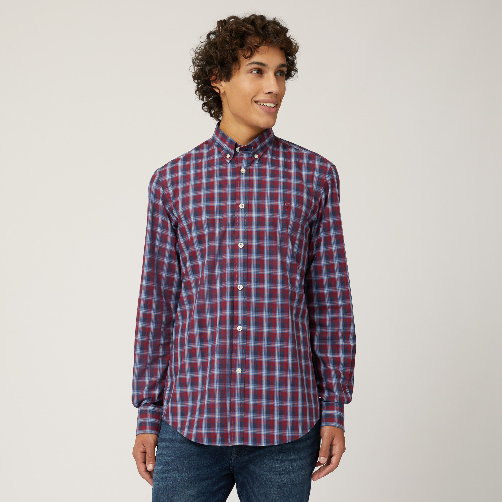 Camicia Check In Puro Cotone, Rosso, large image number 0