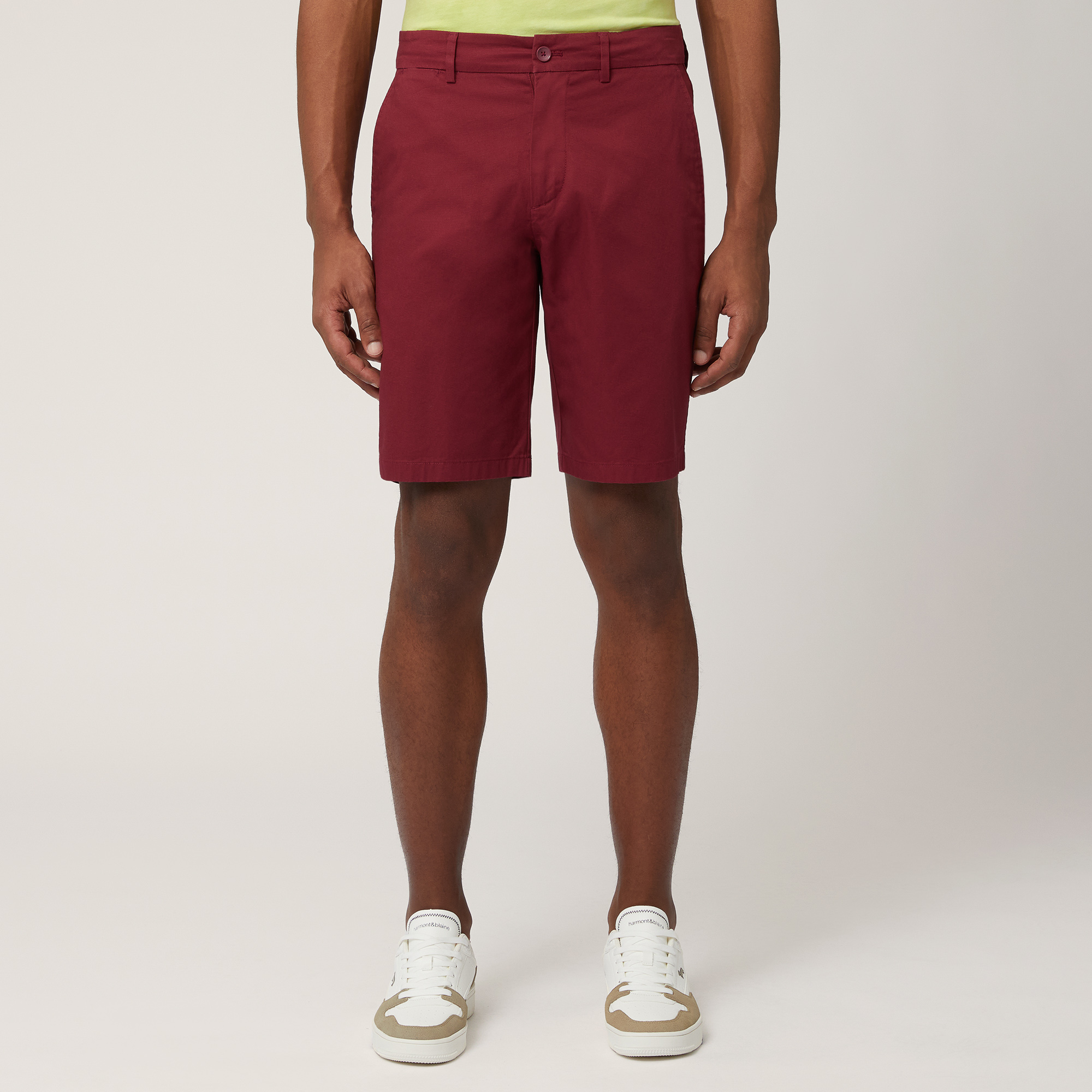 Stretch Cotton Bermuda Shorts, Burgundy, large image number 0