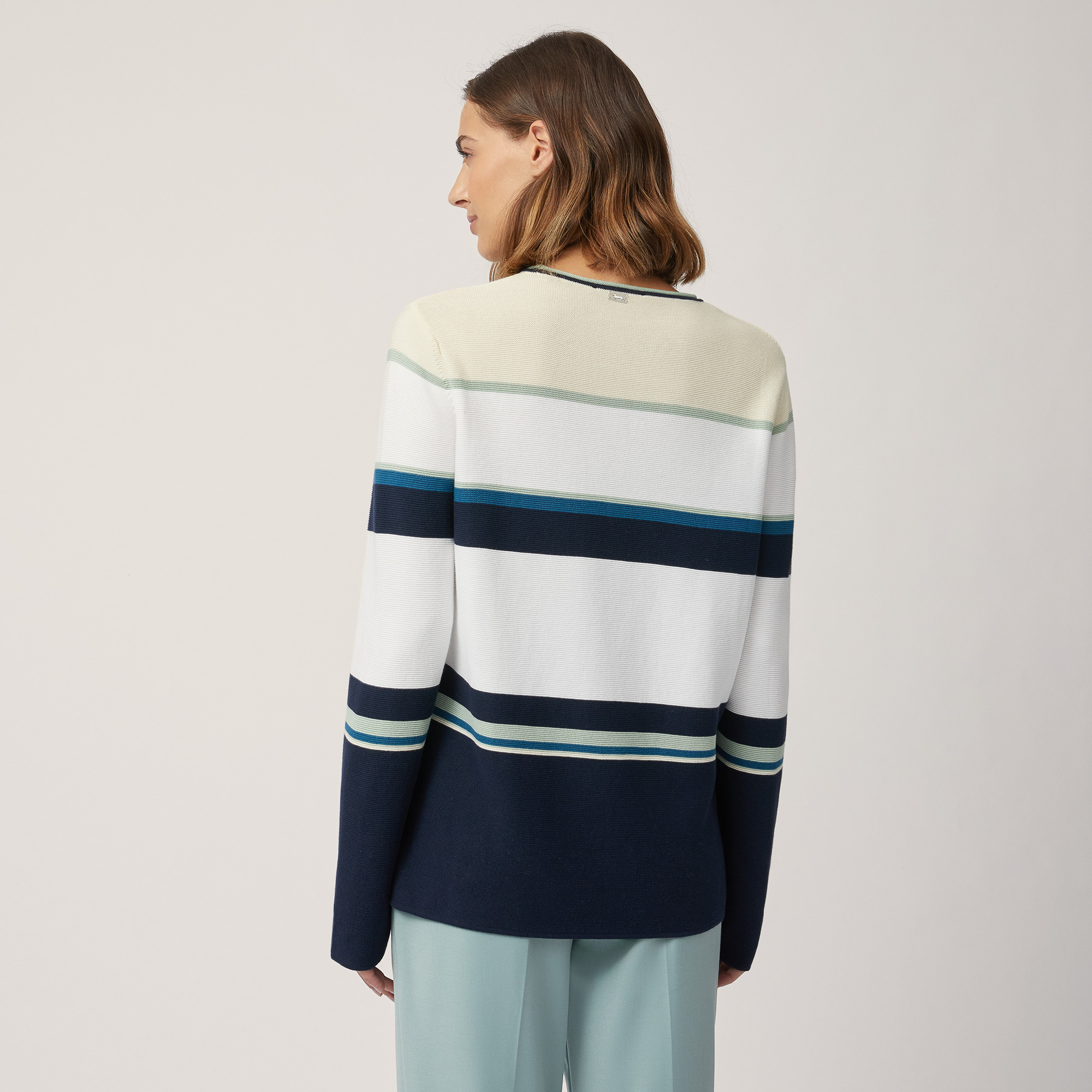 Multicolor Stripe Sweater, Beige, large image number 1