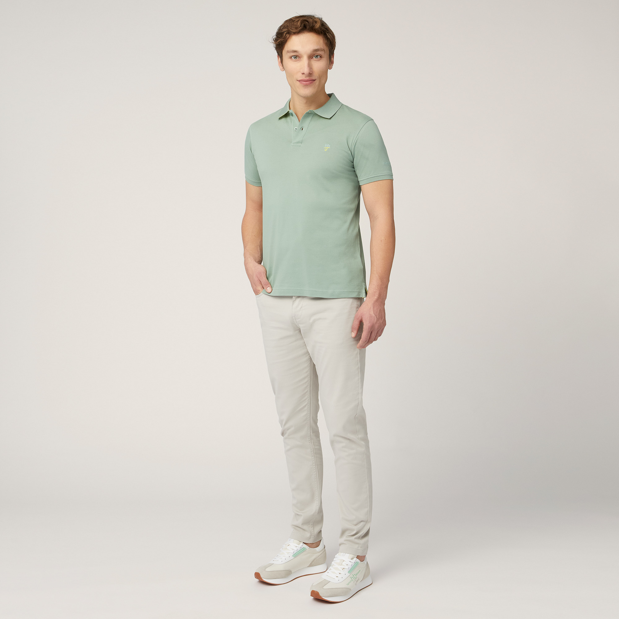 Polo In Cotone Narrow Fit, Verde Lichene, large image number 3