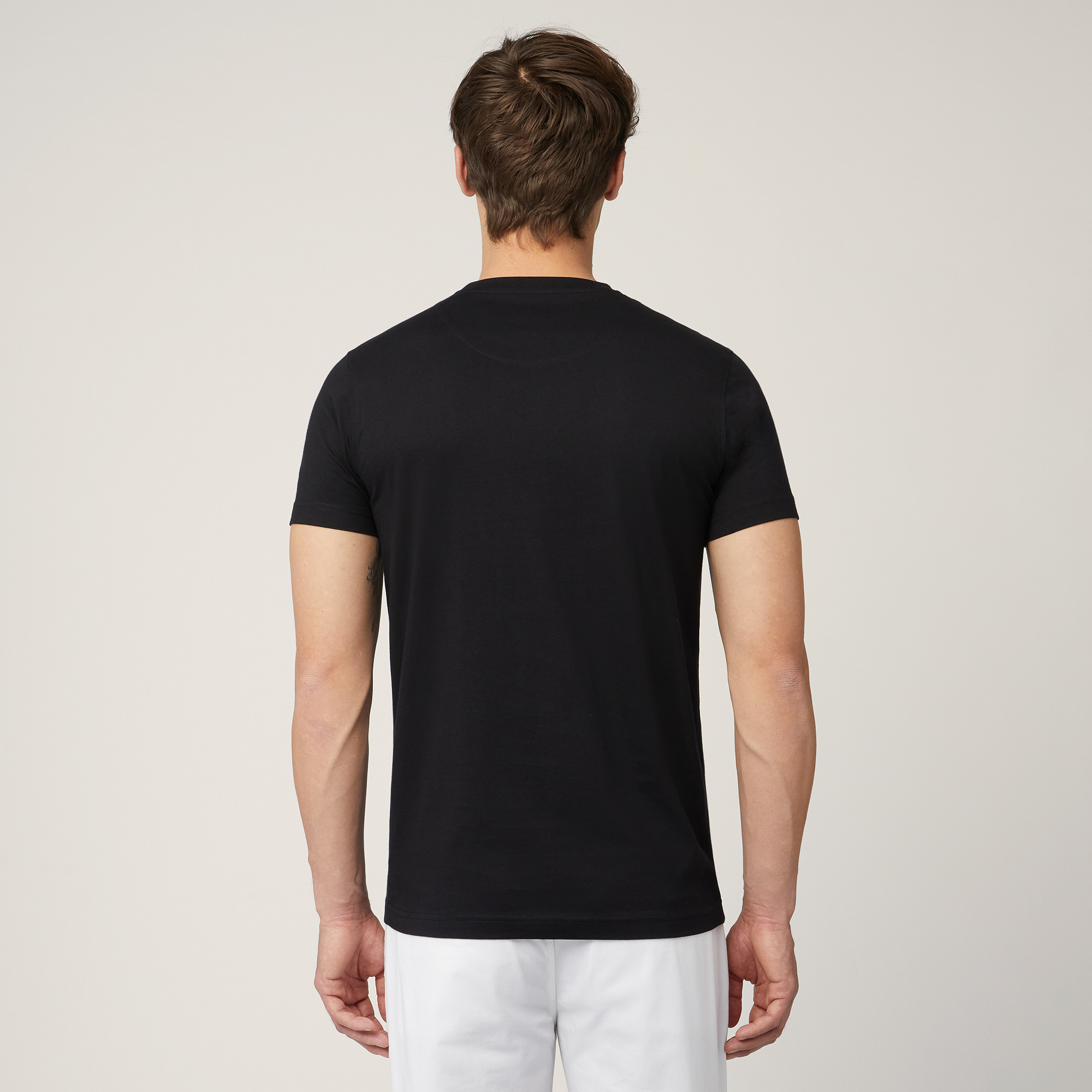 T-Shirt with Monogram, Black, large image number 1