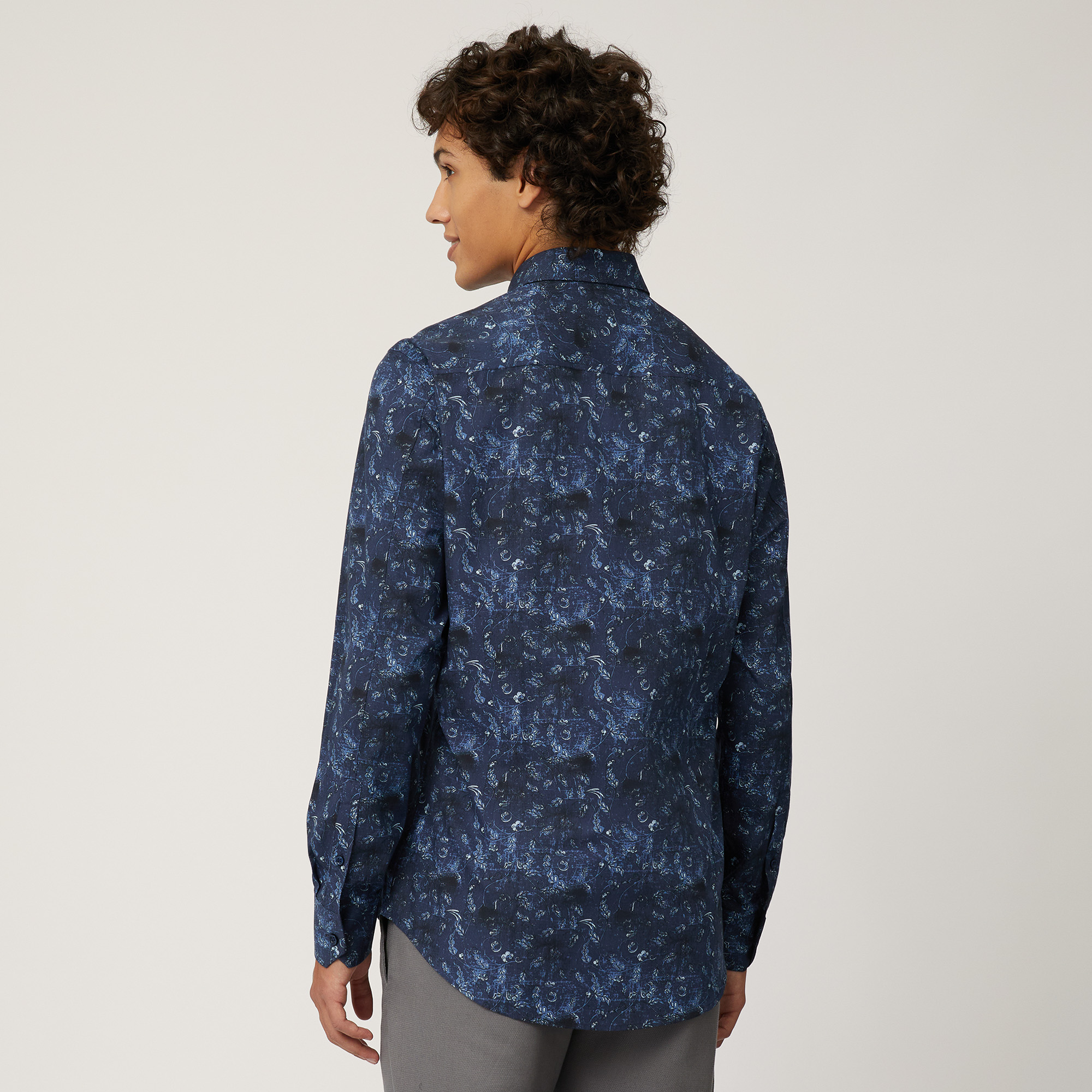 Camicia Floreale In Cotone, Blu, large image number 1