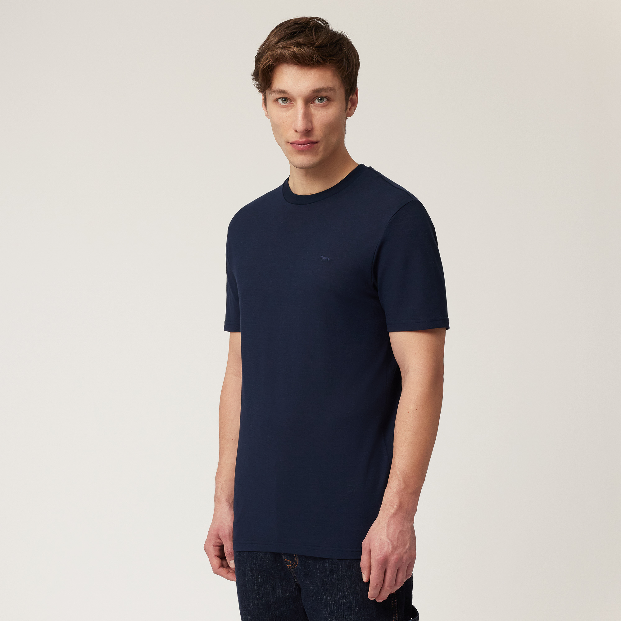 T-Shirt in jersey crêpe, Blu Navy, large