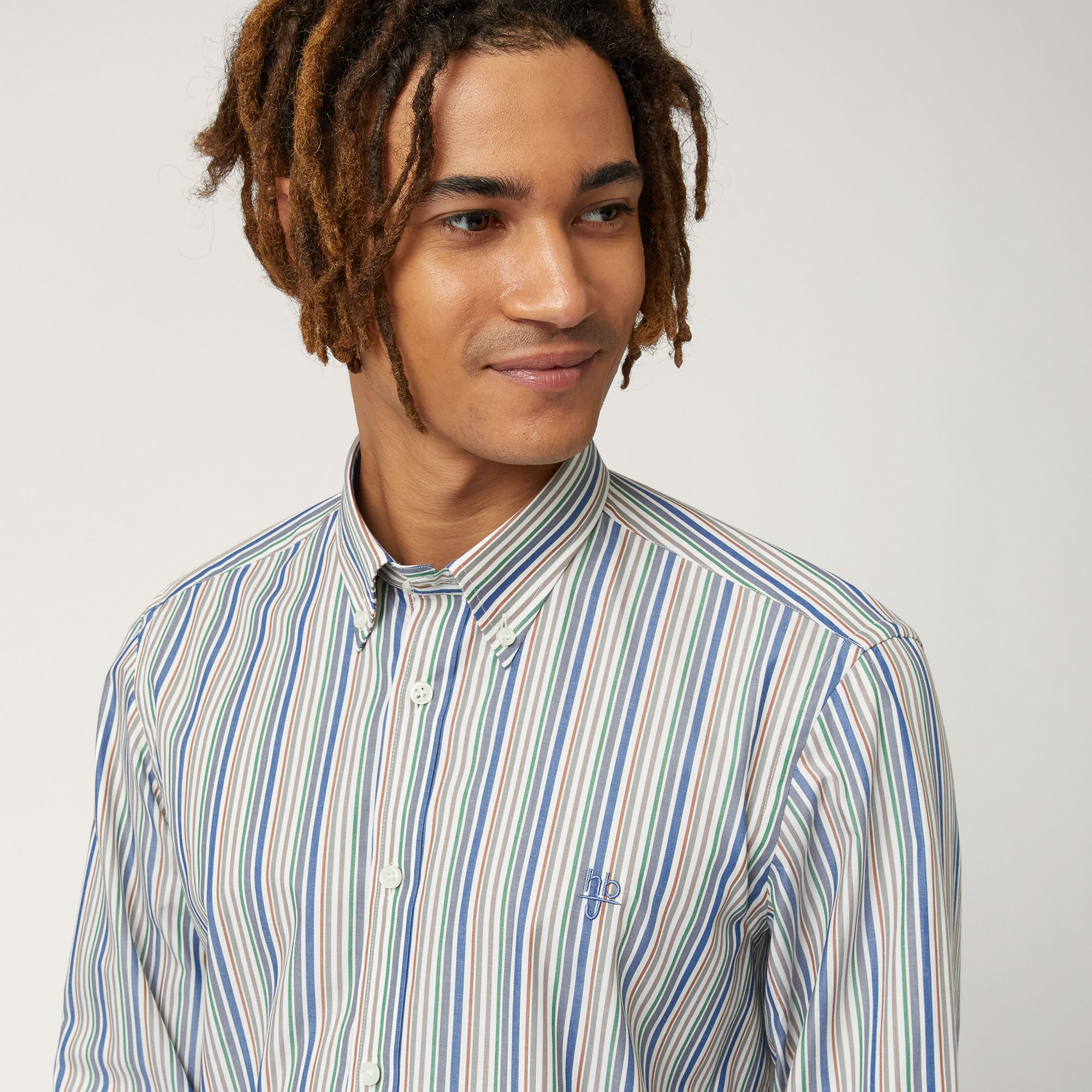 Multicolored Striped Shirt, White, large image number 2