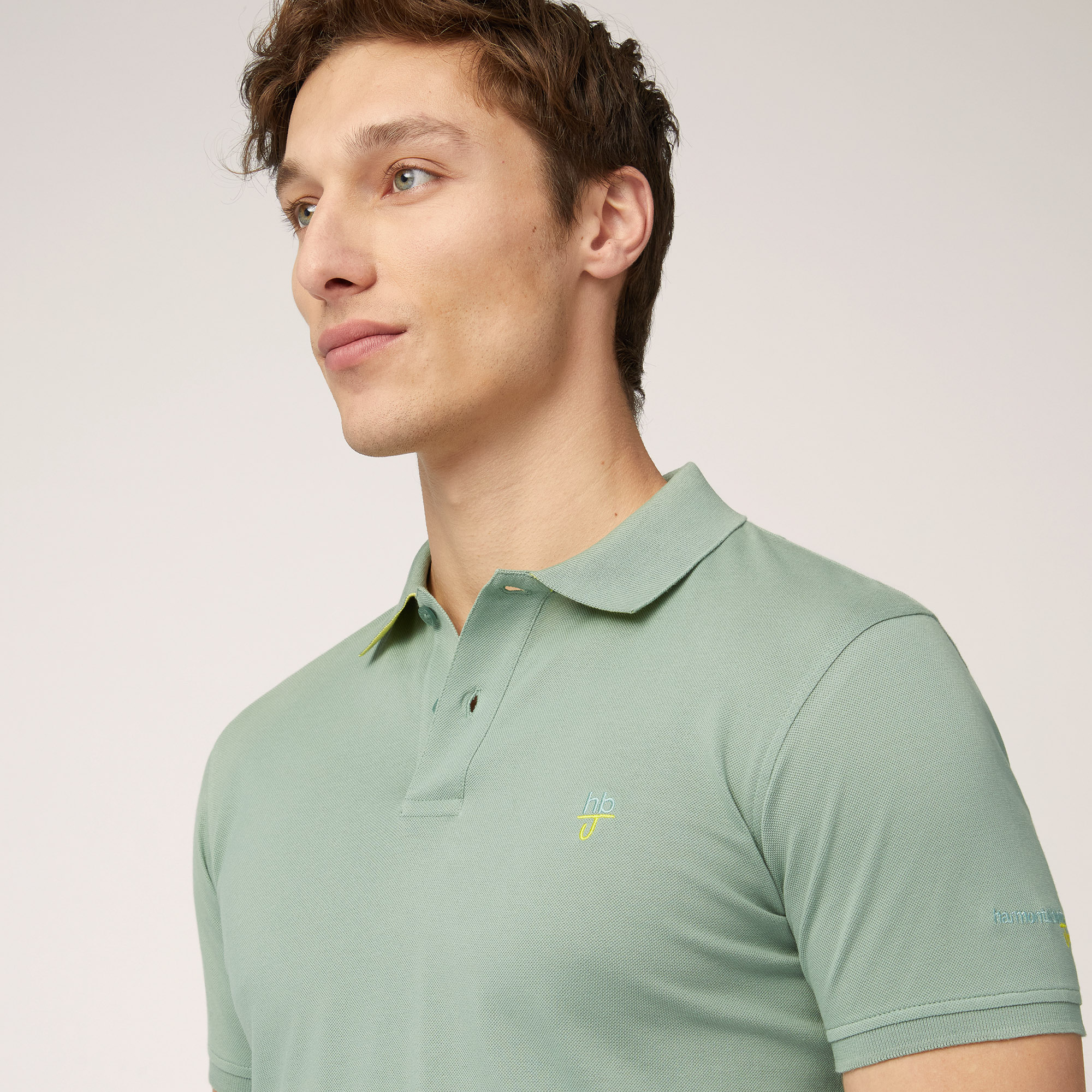 Polo In Cotone Narrow Fit, Verde Lichene, large image number 2