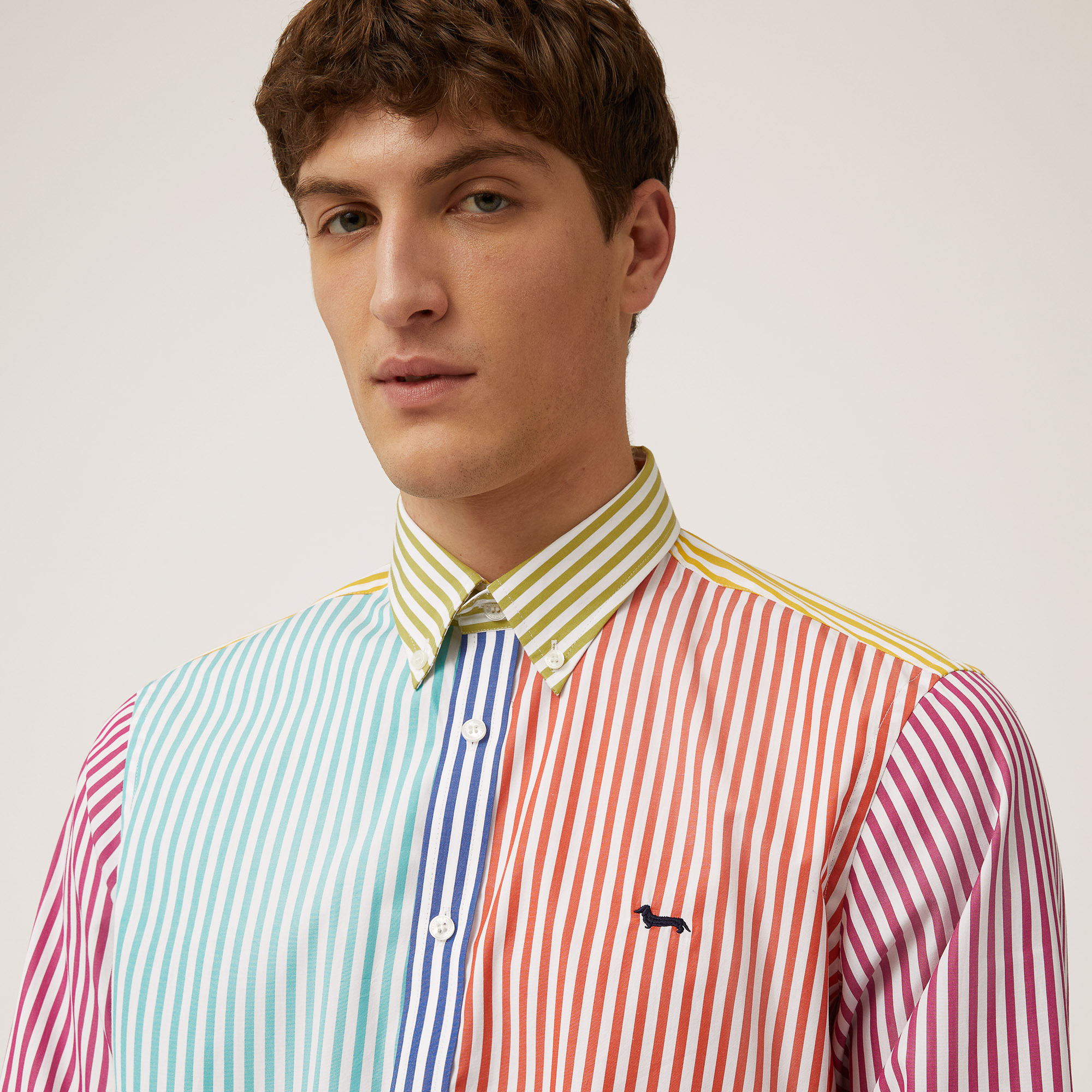 Color Block Striped Shirt, Turquoise, large image number 2