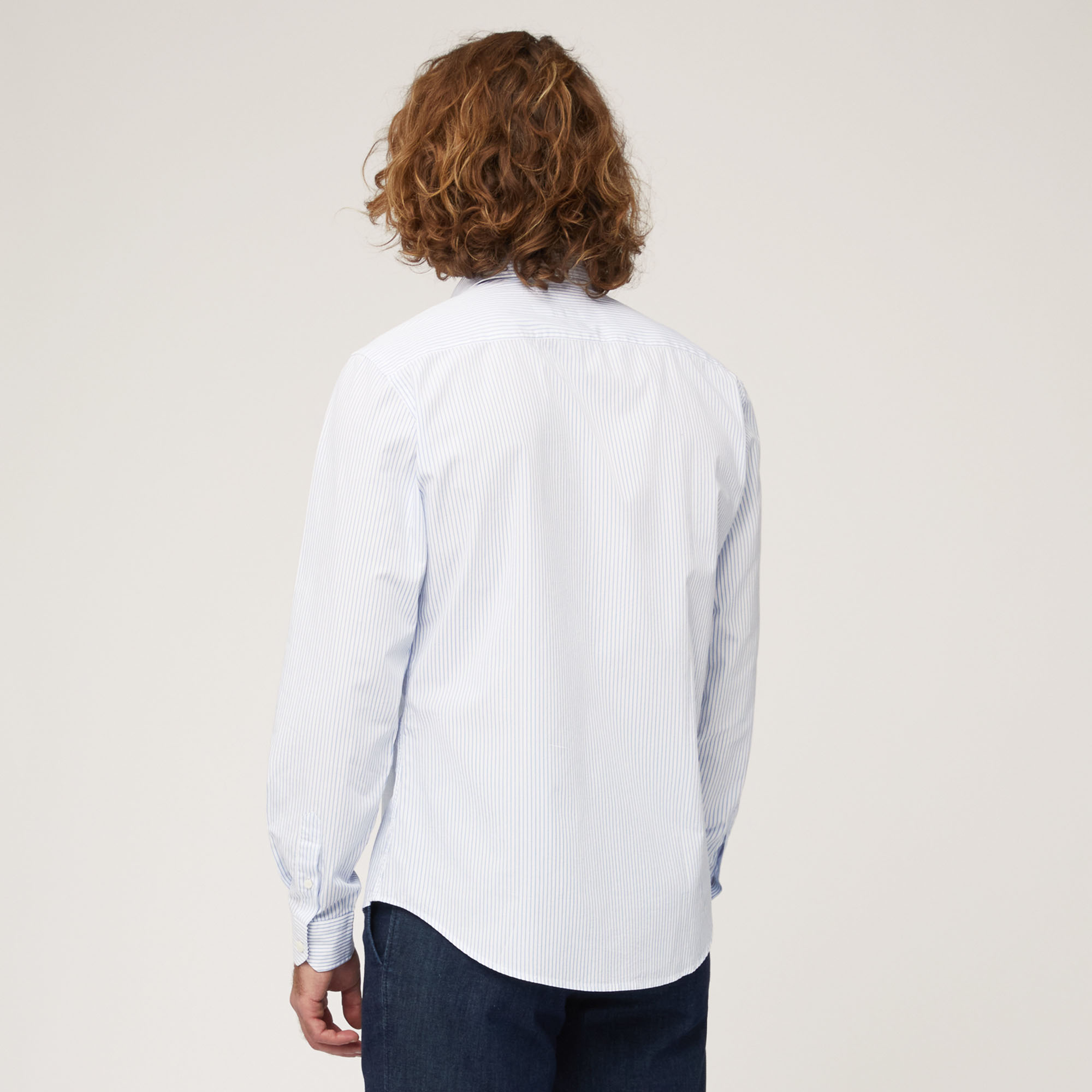 Striped Organic Cotton Poplin Shirt, Sky Blue, large image number 1
