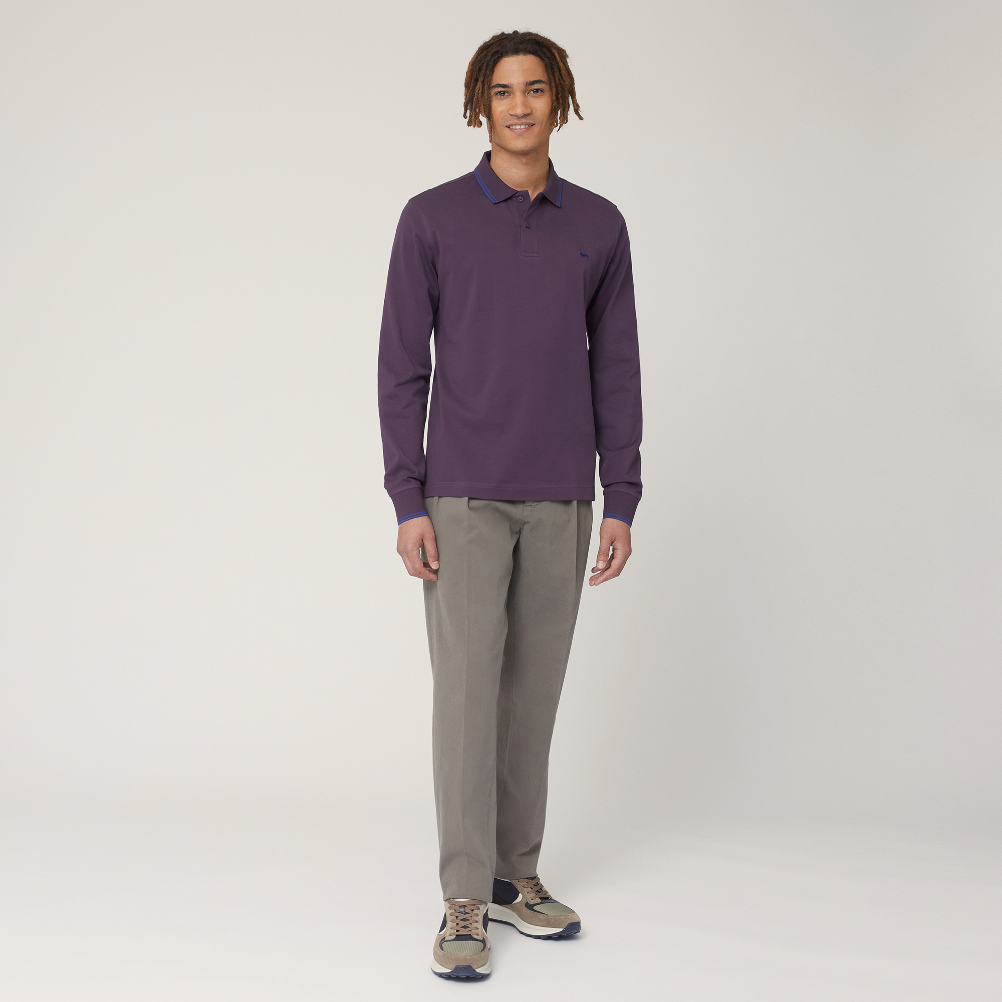 Polo with Striped Collar, Plum, large image number 3