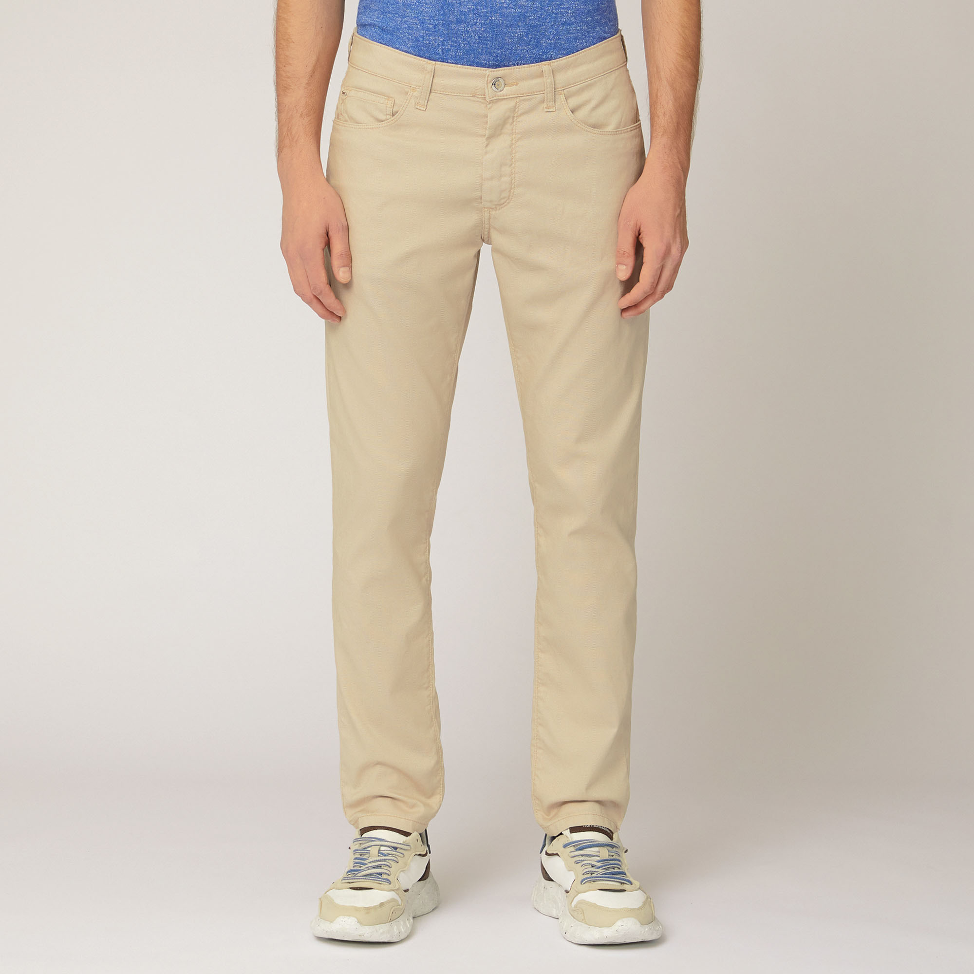 Slim Five-Pocket Pants, Beige, large image number 0