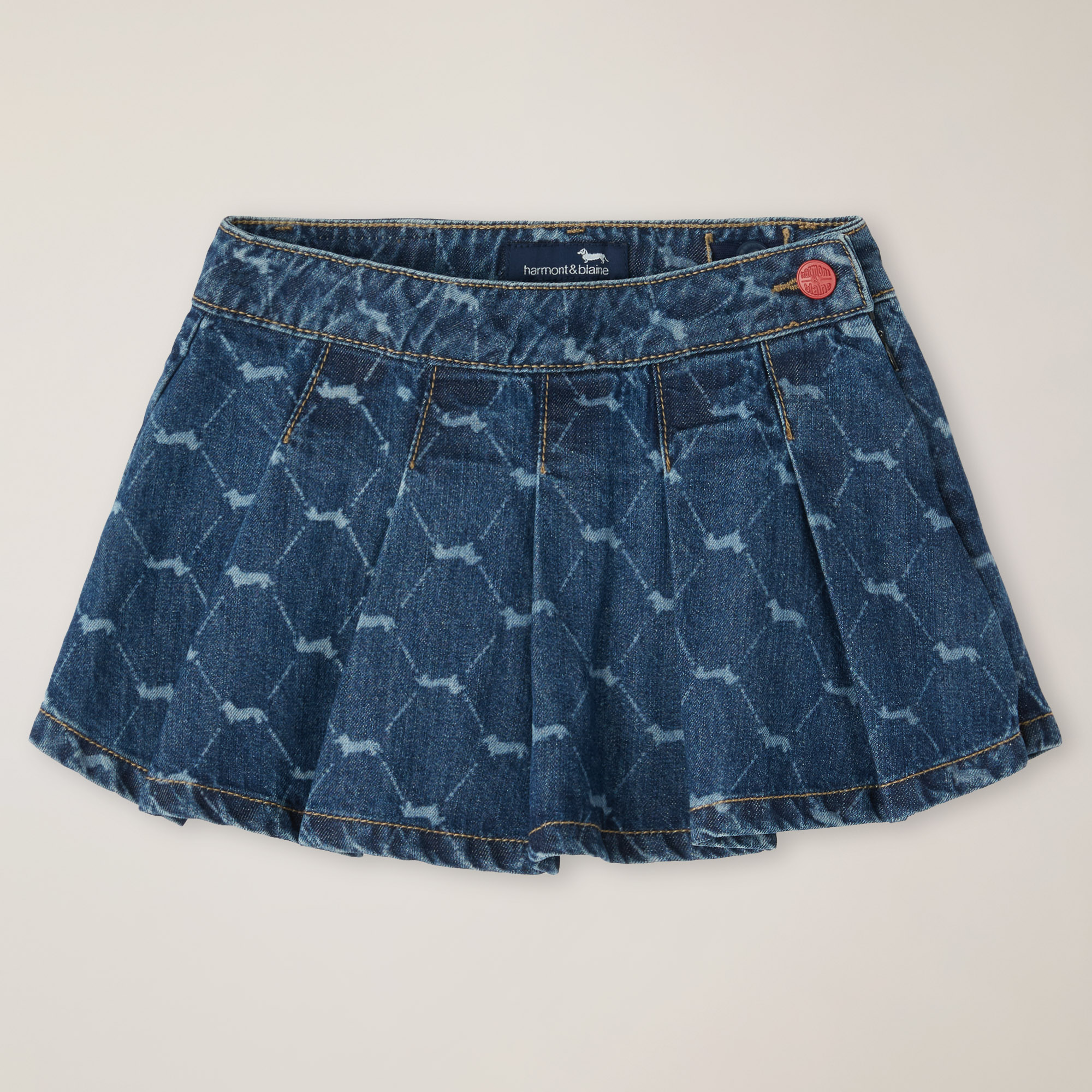 Shorts In Denim Con Stampa Laserata, Blu Chiaro, large image number 0