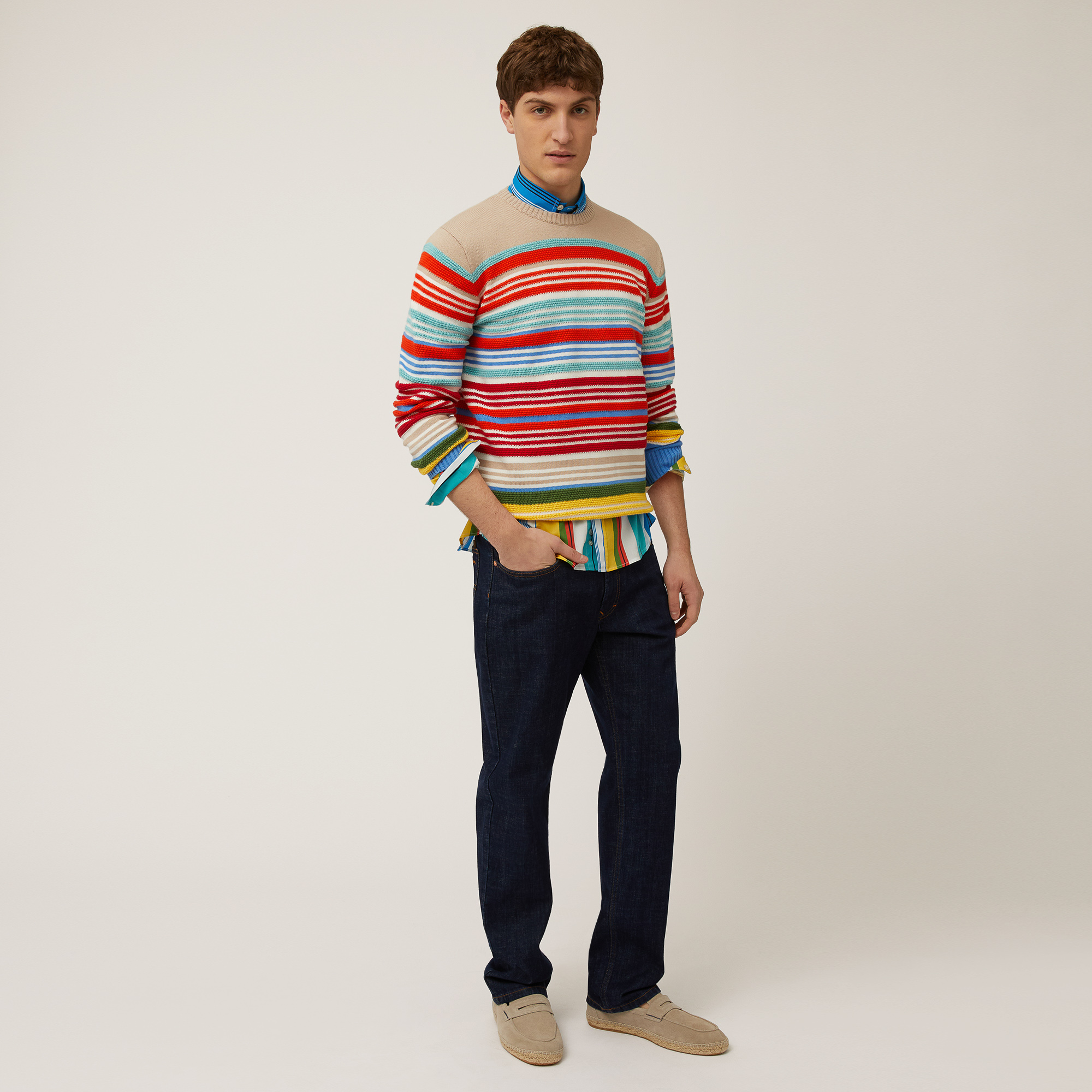 Multicolor Stripe Pullover, Light Blue, large image number 3