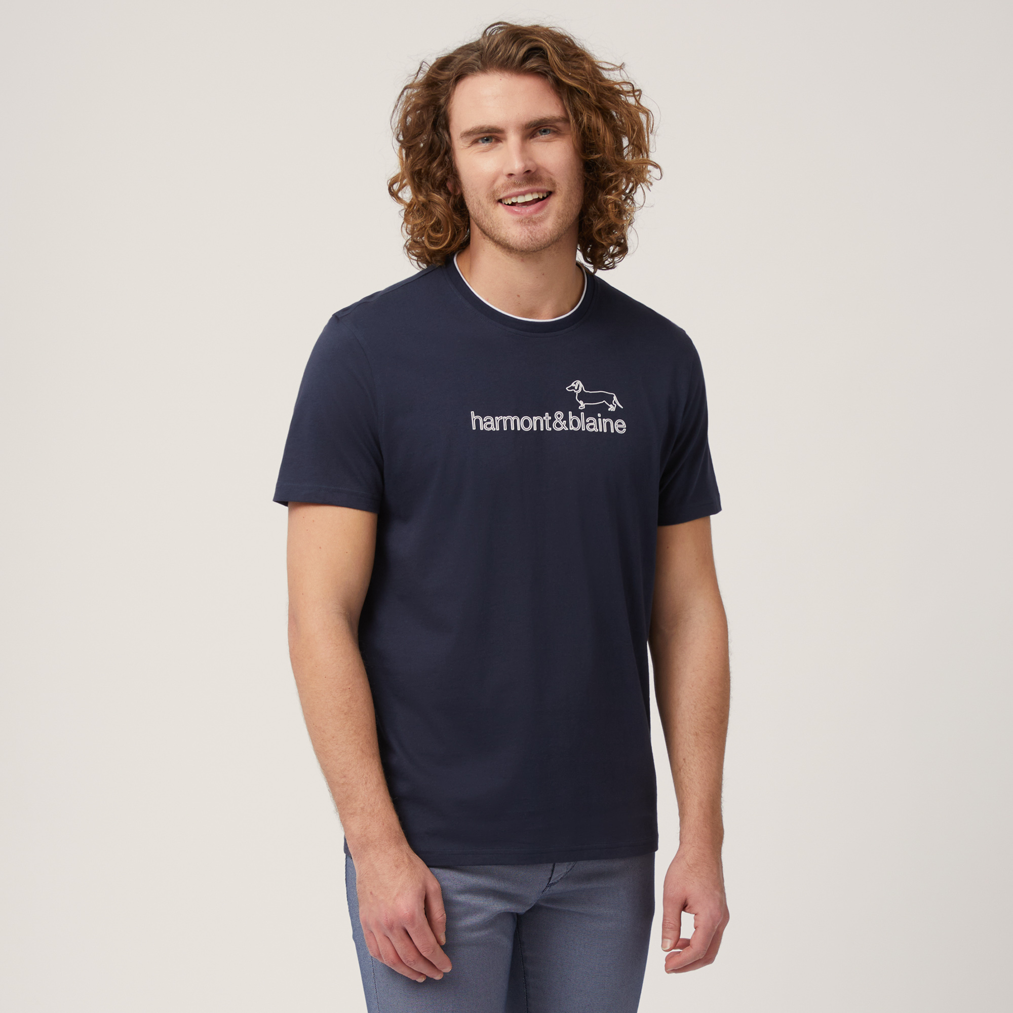 T-shirt Avec Imprimé Logo, Bleu, large
